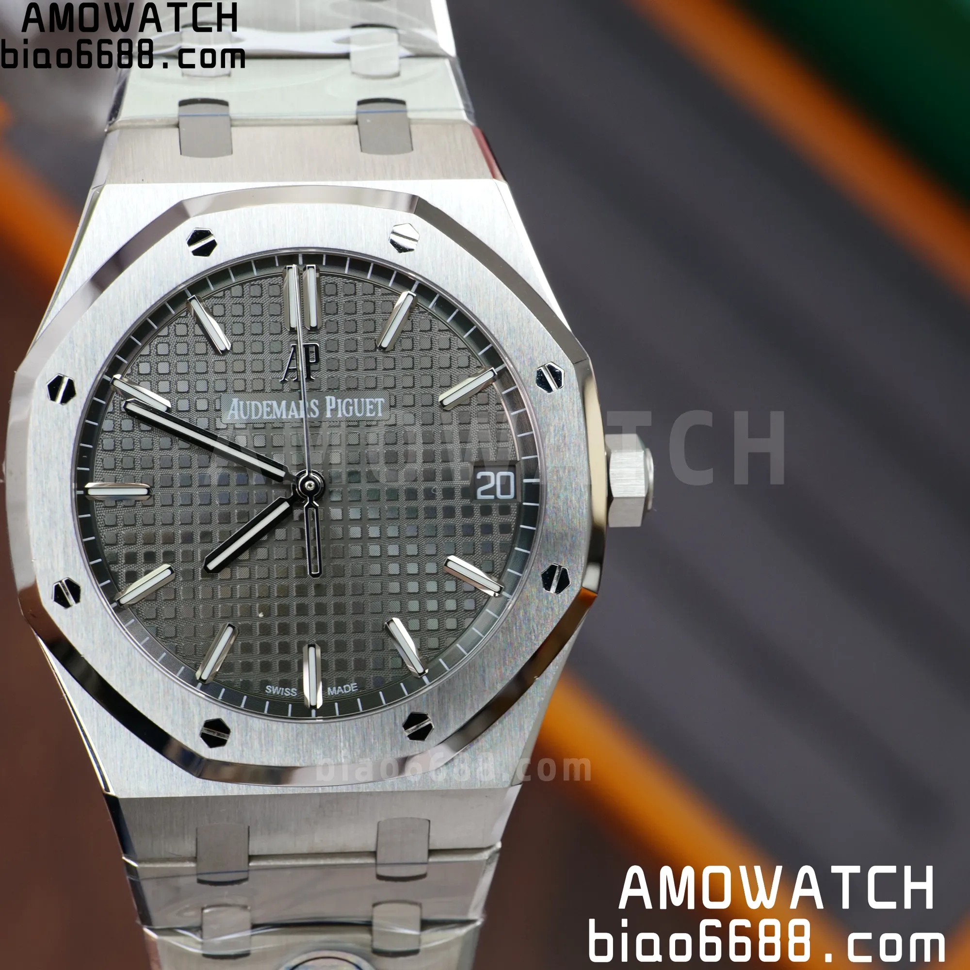 AP Royal Oak 41mm 15500 SS APSF 1:1 Best Edition Grey Textured Dial on SS Bracelet A4302 Super Clone V3