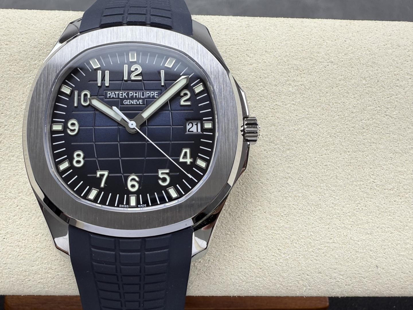 PP Aquanaut 5168G 42mm SS DDF 1:1 Best Edition Blue Dial on Blue Rubber Strap DD324 (Weighted)