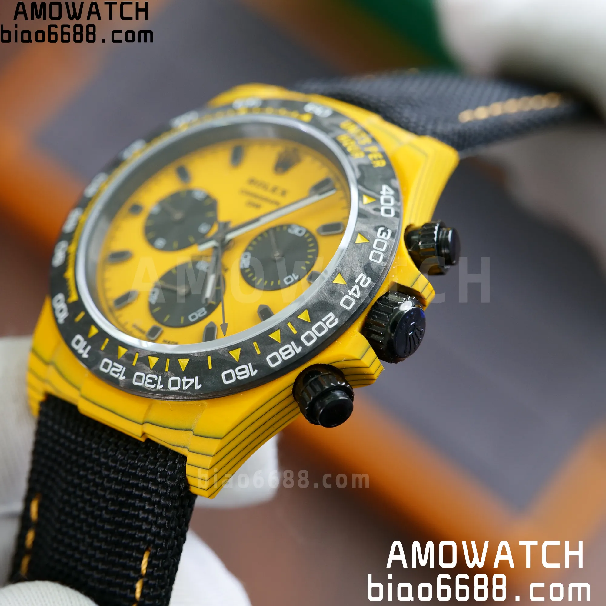 Daytona DIW Yellow Carbon DIWF 1:1 Best Edition Yellow/Black Dial on Black Nylon Strap SA4130 - Image 9