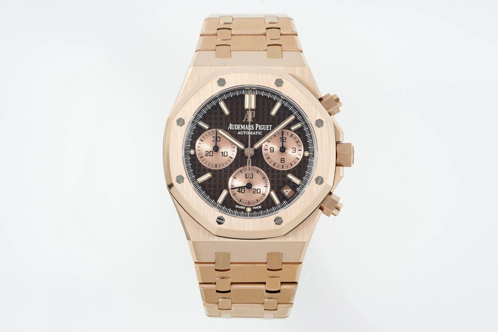 AP Royal Oak Chrono 26240 RG DDF 1:1 Best Edition Brown/RG Dial on RG Bracelet DD4401 Super Clone Weight (SW Dial)