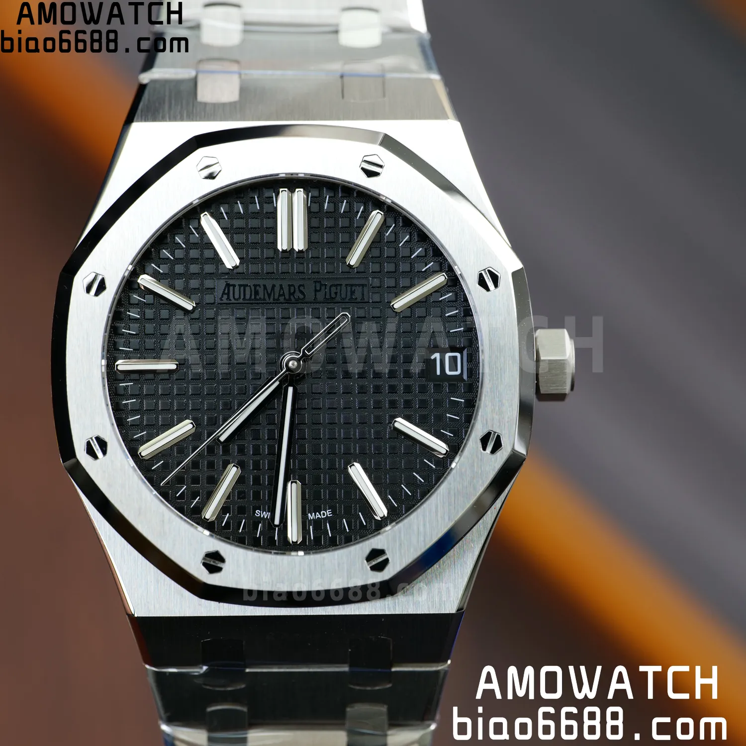 AP 로열 오크 41mm 15510ST 스테인리스 스틸 APS 공장 1:1 베스트 에디션 블랙 다이얼 스테인리스 스틸 브레이슬릿 SA4302 슈퍼클론(프리 스프렁)