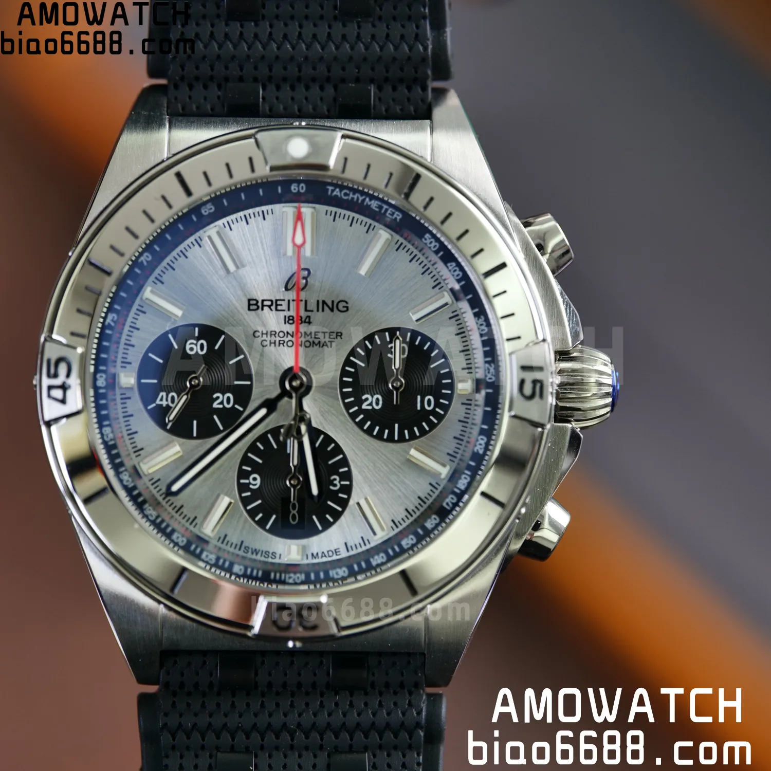 Breitling Chronomat B01 AB0134101G1A1 42mm SS TF 1:1 Best Edition Silver Dial on Black Rubber Strap A7750