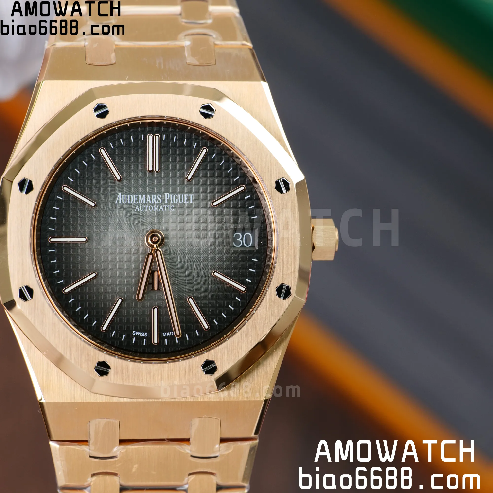 오데마 피게 로열 오크 39mm 16202 50주년 RG ZF 1:1 베스트 에디션 그레이 텍스처드 다이얼 RG 브레이슬릿 A7121