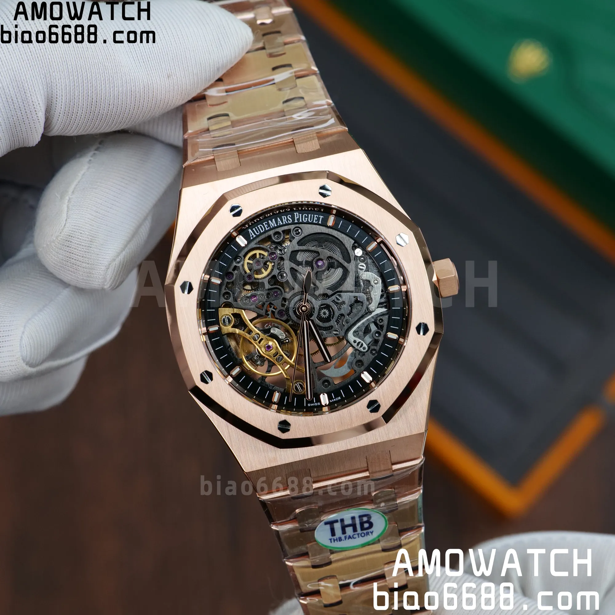 AP Royal Oak 41mm Skeleton 15407 RG THB Factory 1:1 Best Edition Skeleton Dial on RG Bracelet A3132 V2