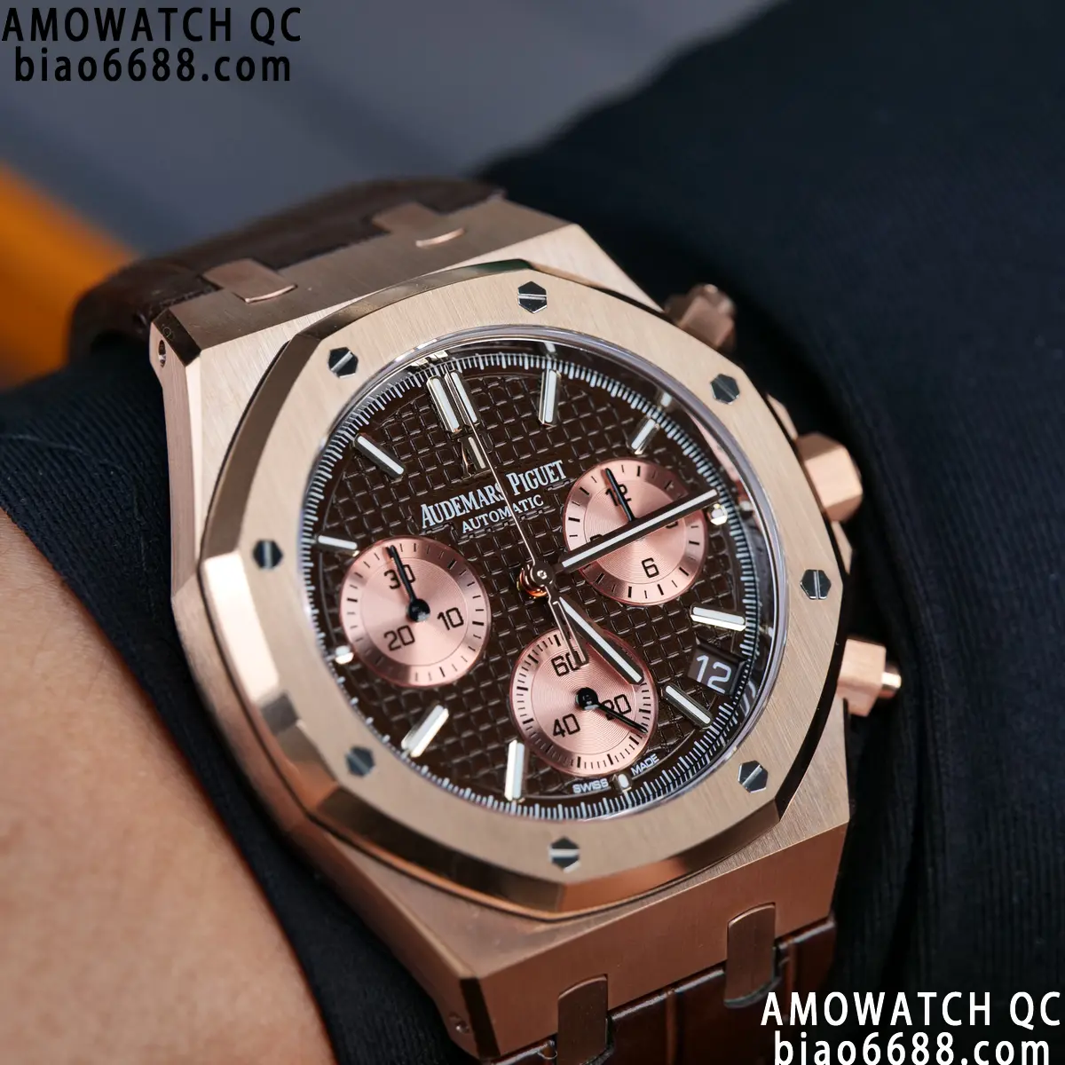 AP Royal Oak Chrono 26240 RG DDF 1:1 Best Edition Blue/RG  Dial on Brown Leather Strap DD4401 Super Clone Weight (SW Dial)