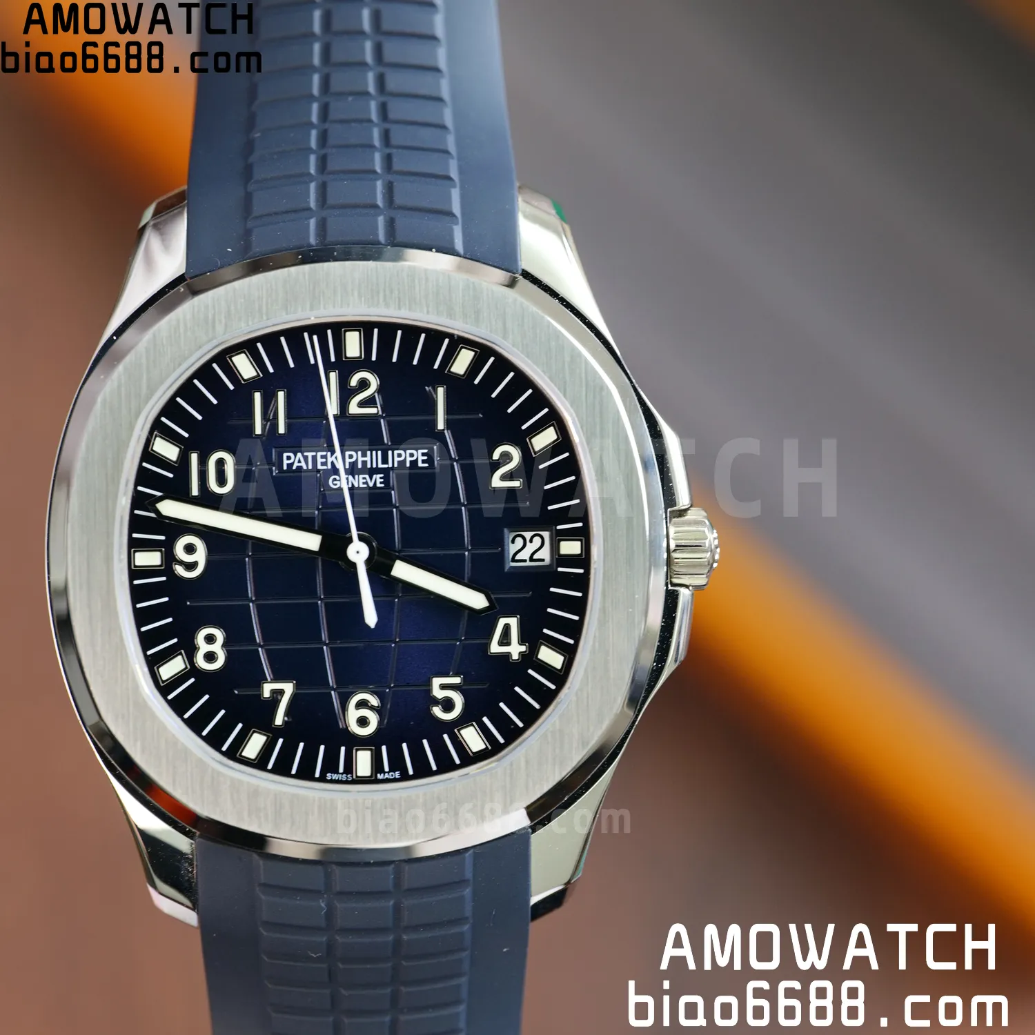 PP Aquanaut 5168G 42mm SS DDF 1:1 Best Edition Blue Dial on Blue Rubber Strap DD330 (Weighted)