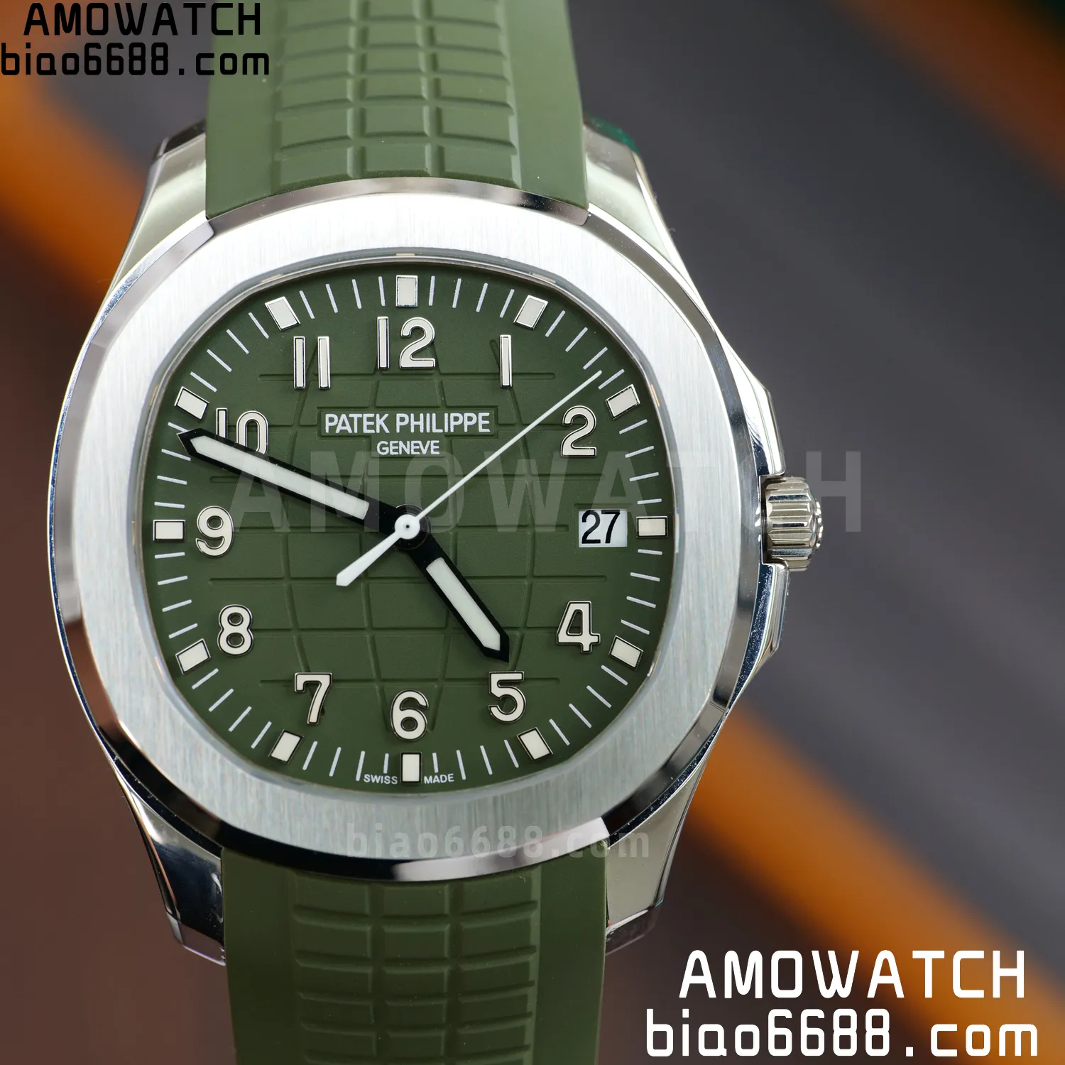 PP Aquanaut 5168G 42mm SS APWF 1:1 Best Edition Green Dial on Green Rubber Strap 330(Weighted) 120g