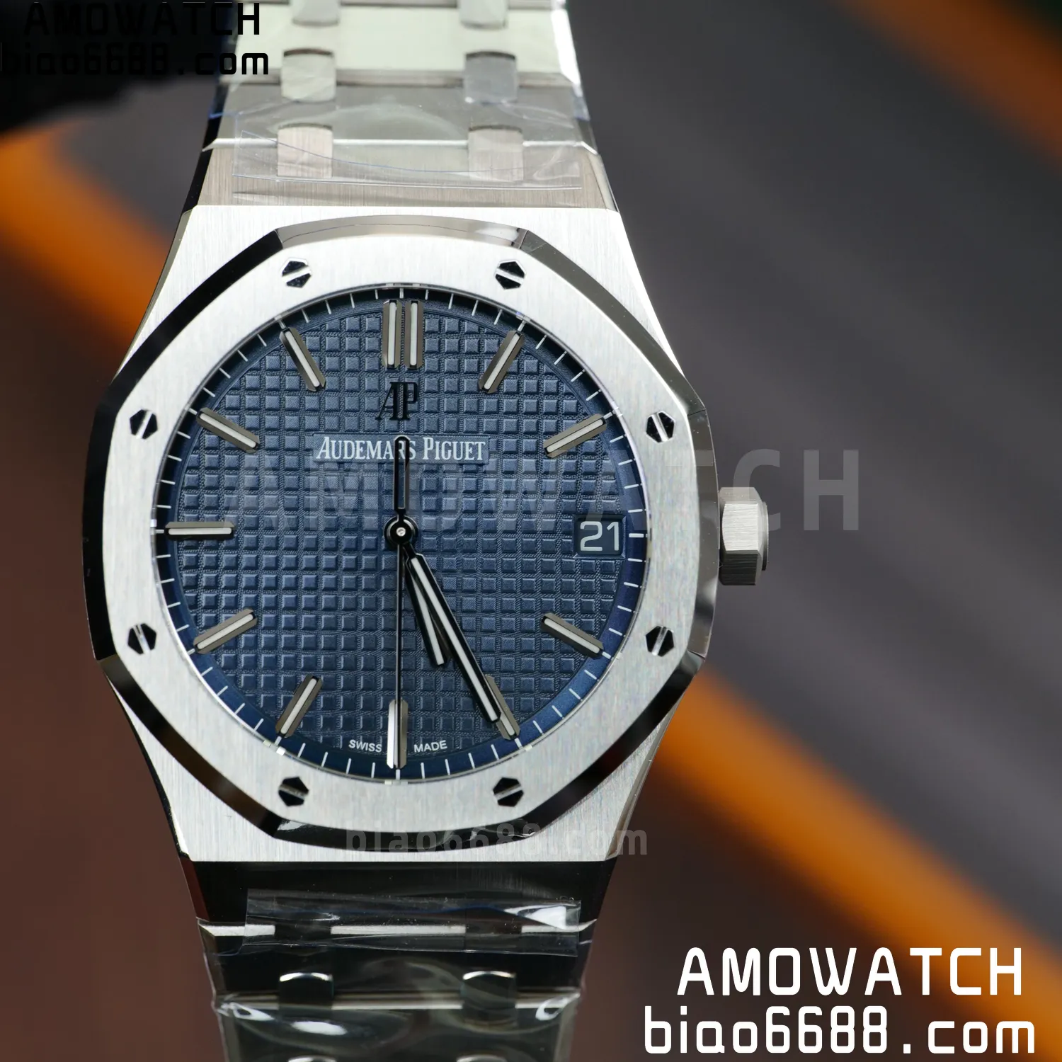 AP 로열 오크 41mm 15500 스테인리스 스틸 VS 공장 1:1 베스트 에디션 블루 텍스처드 다이얼 스테인리스 스틸 브레이슬릿 A4302 슈퍼클론