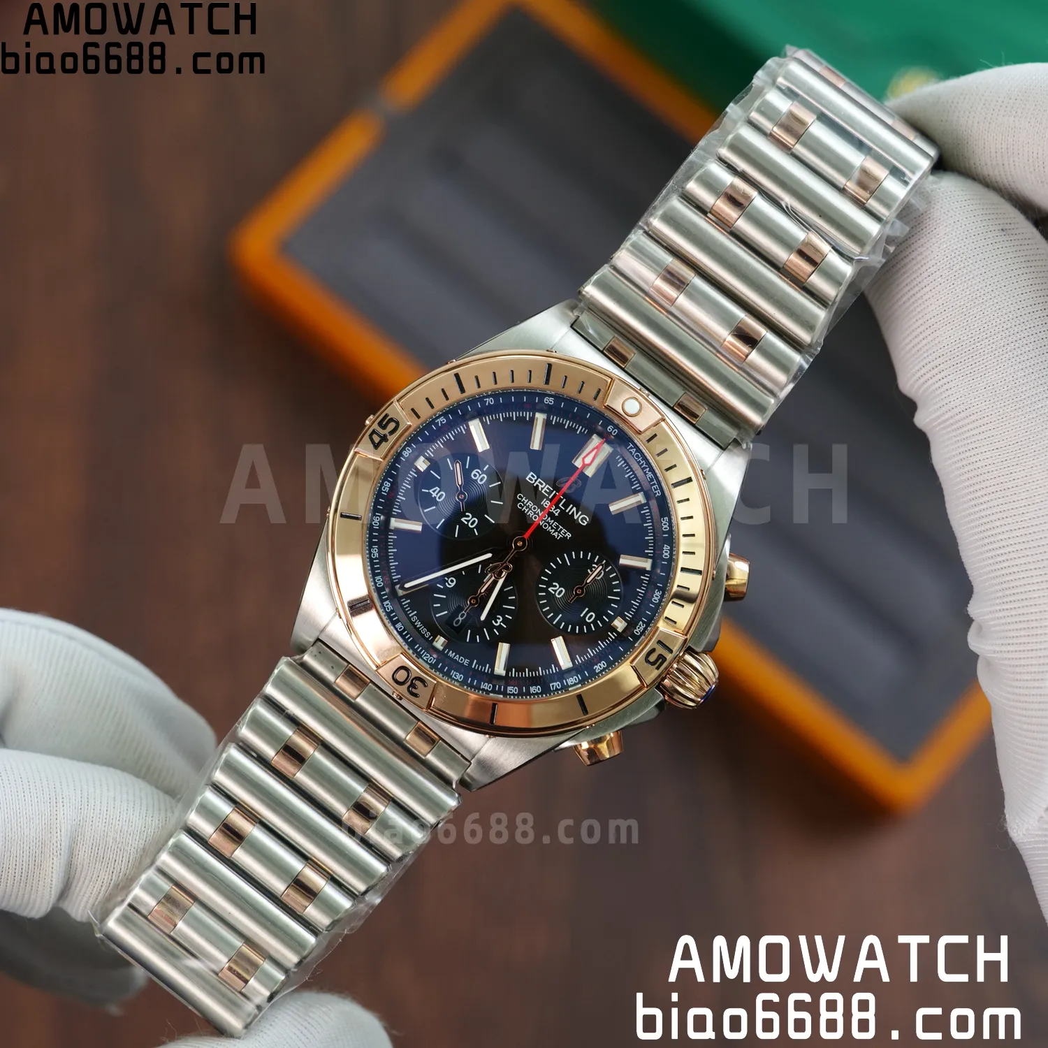 Breitling Chronomat B01 AB0134101K1A1 42mm SS/RG TF 1:1 Best Edition Brown Dial on SS Bracelet A7750 - Image 3