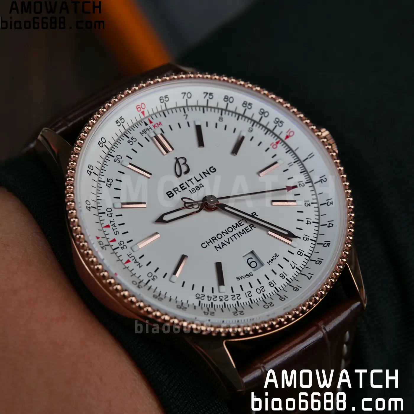 Breitling Navitimer Automatic 41mm RG BLSF White Dial on Brown Leather Strap A2824 V2 - Image 21
