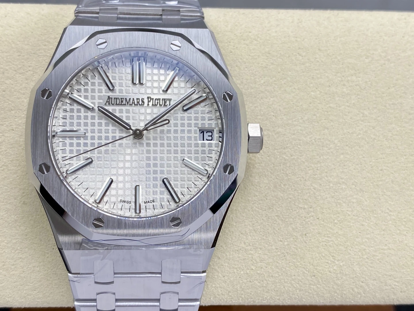 AP 로열 오크 41mm 15510ST 스테인리스 스틸 DDF 1:1 베스트 에디션 화이트 다이얼 스테인리스 스틸 브레이슬릿 SA4302 슈퍼클론