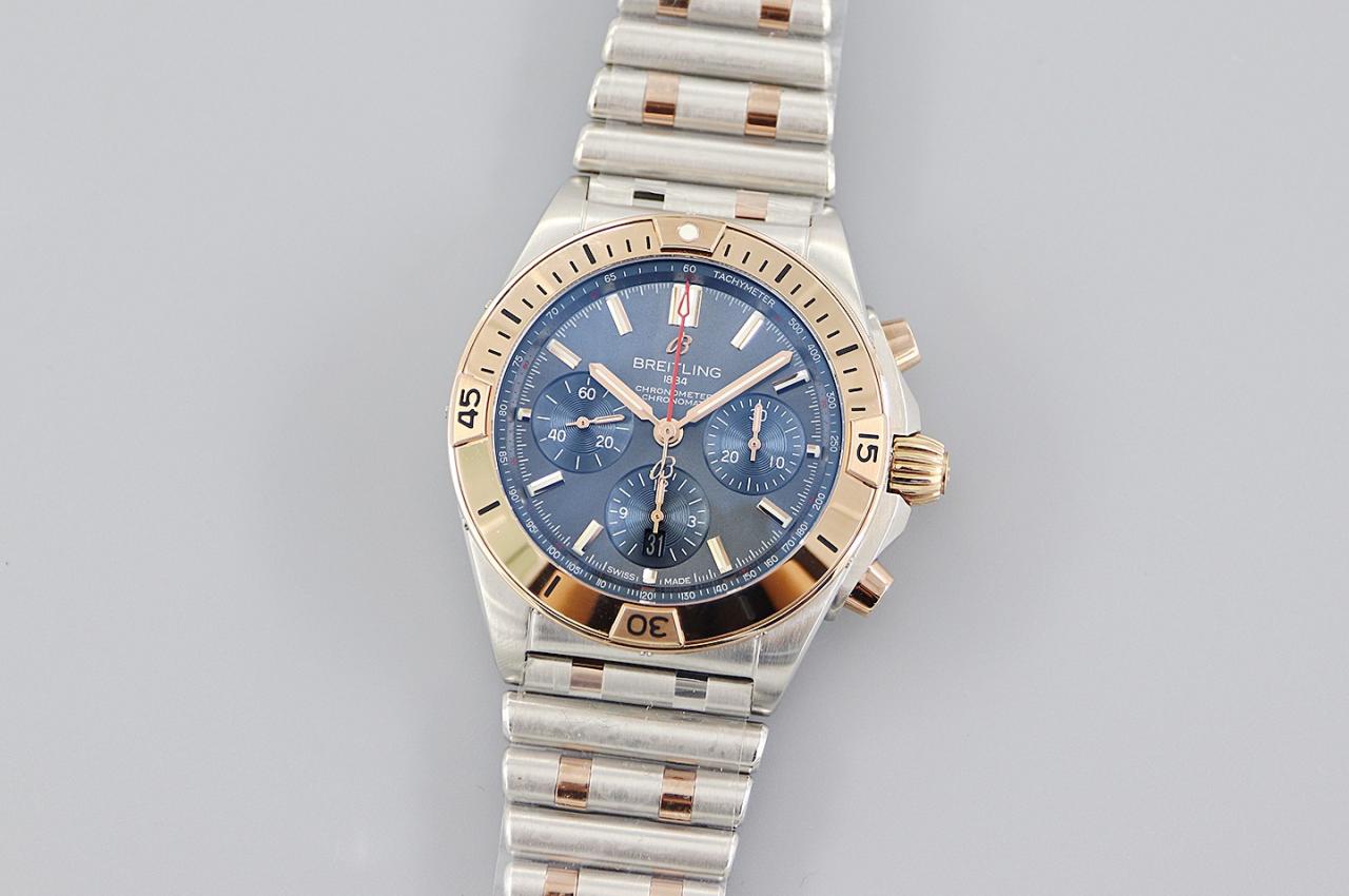 Breitling Chronomat B01 AB0134101K1A1 42mm SS/RG TF 1:1 Best Edition Blue Dial on SS Bracelet A7750