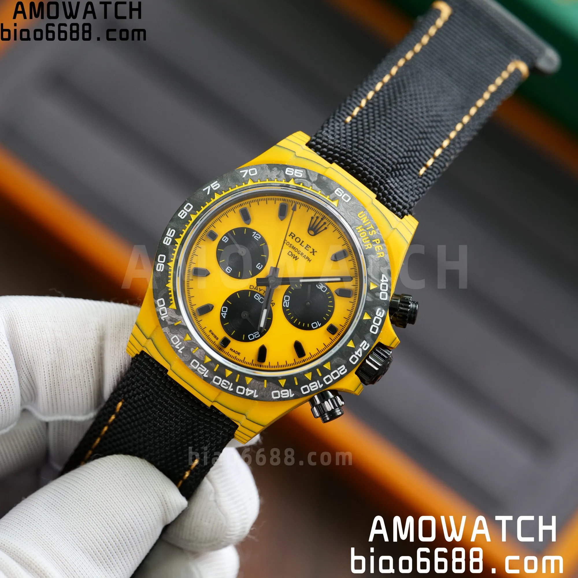 Daytona DIW Yellow Carbon DIWF 1:1 Best Edition Yellow/Black Dial on Black Nylon Strap SA4130 - Image 21