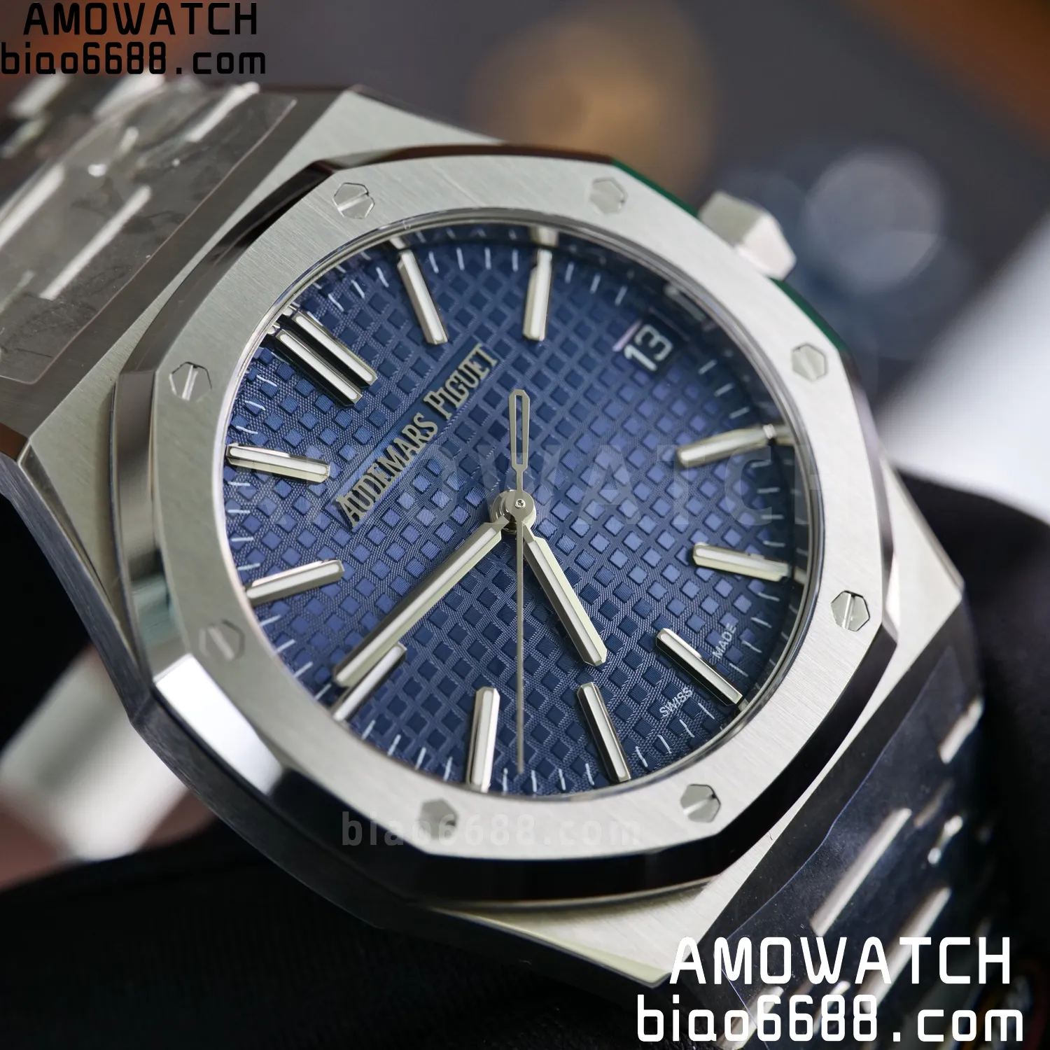 Custom Made AP Royal Oak 15510 SS TOP Factory （SW Factory Blue Dial、 DEEP Crystal、18K solid rotor、Gold-plated screws）