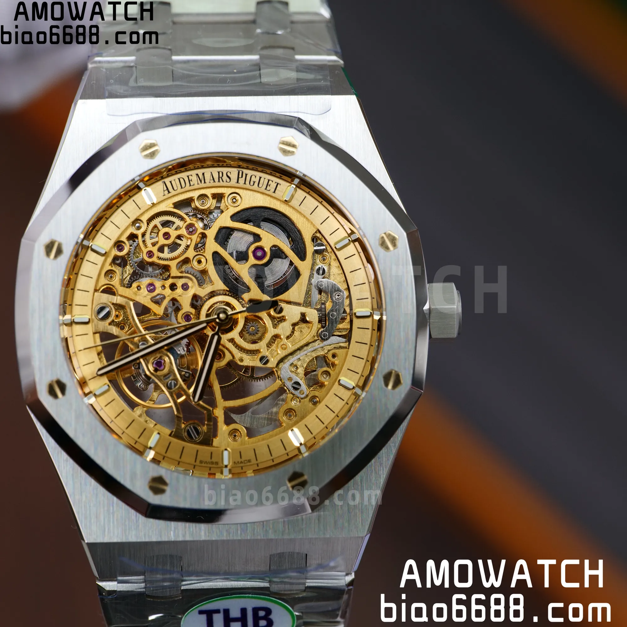 AP Royal Oak 41mm Skeleton 15407 SS THB Factory 1:1 Best Edition YG Skeleton Dial on SS Bracelet A3132 V2