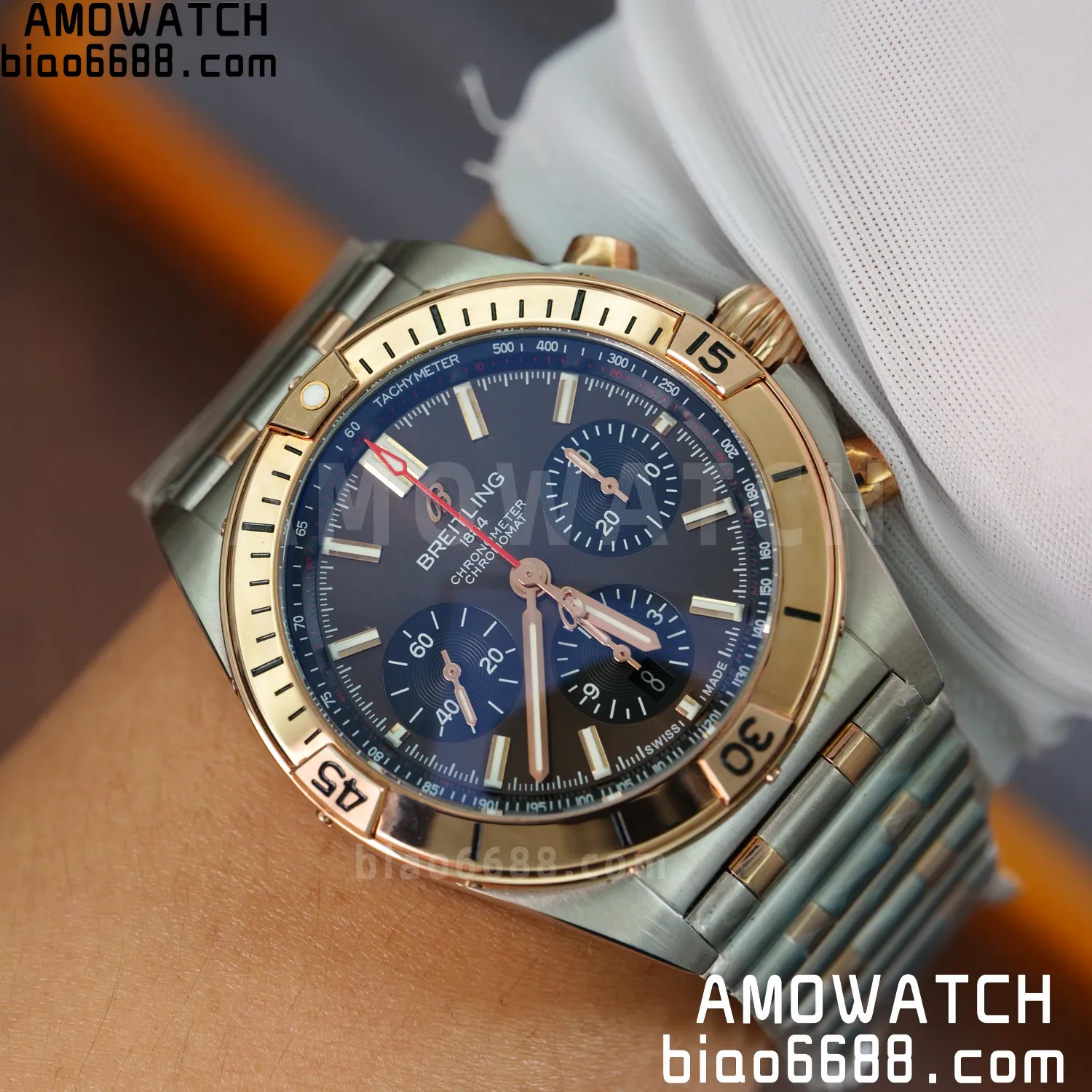 Breitling Chronomat B01 AB0134101K1A1 42mm SS/RG TF 1:1 Best Edition Brown Dial on SS Bracelet A7750 - Image 26