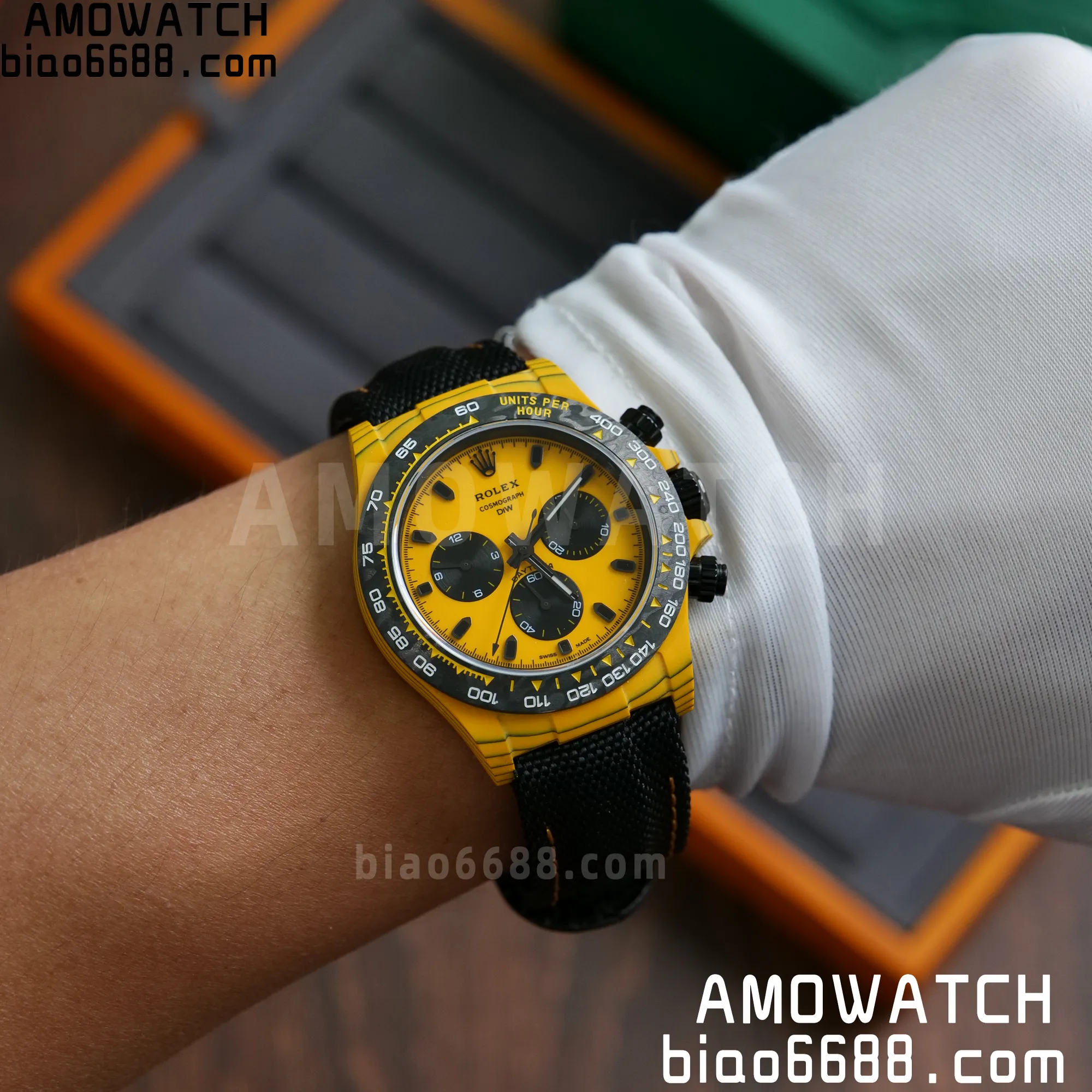 Daytona DIW Yellow Carbon DIWF 1:1 Best Edition Yellow/Black Dial on Black Nylon Strap SA4130 - Image 23