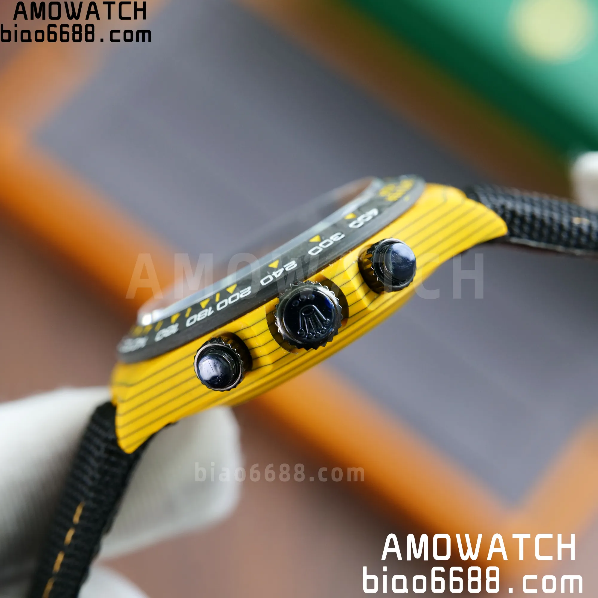 Daytona DIW Yellow Carbon DIWF 1:1 Best Edition Yellow/Black Dial on Black Nylon Strap SA4130 - Image 8