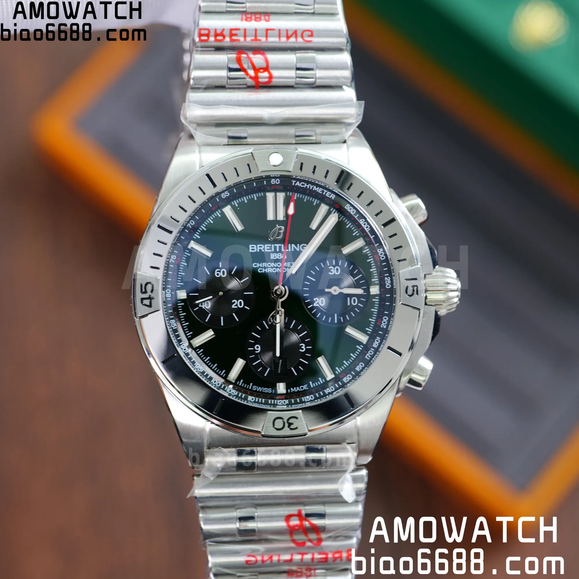 Breitling Chronomat B01 AB01343A1L1A1 42mm SS TF 1:1 Best Edition Green Dial on SS Bracelet A7750