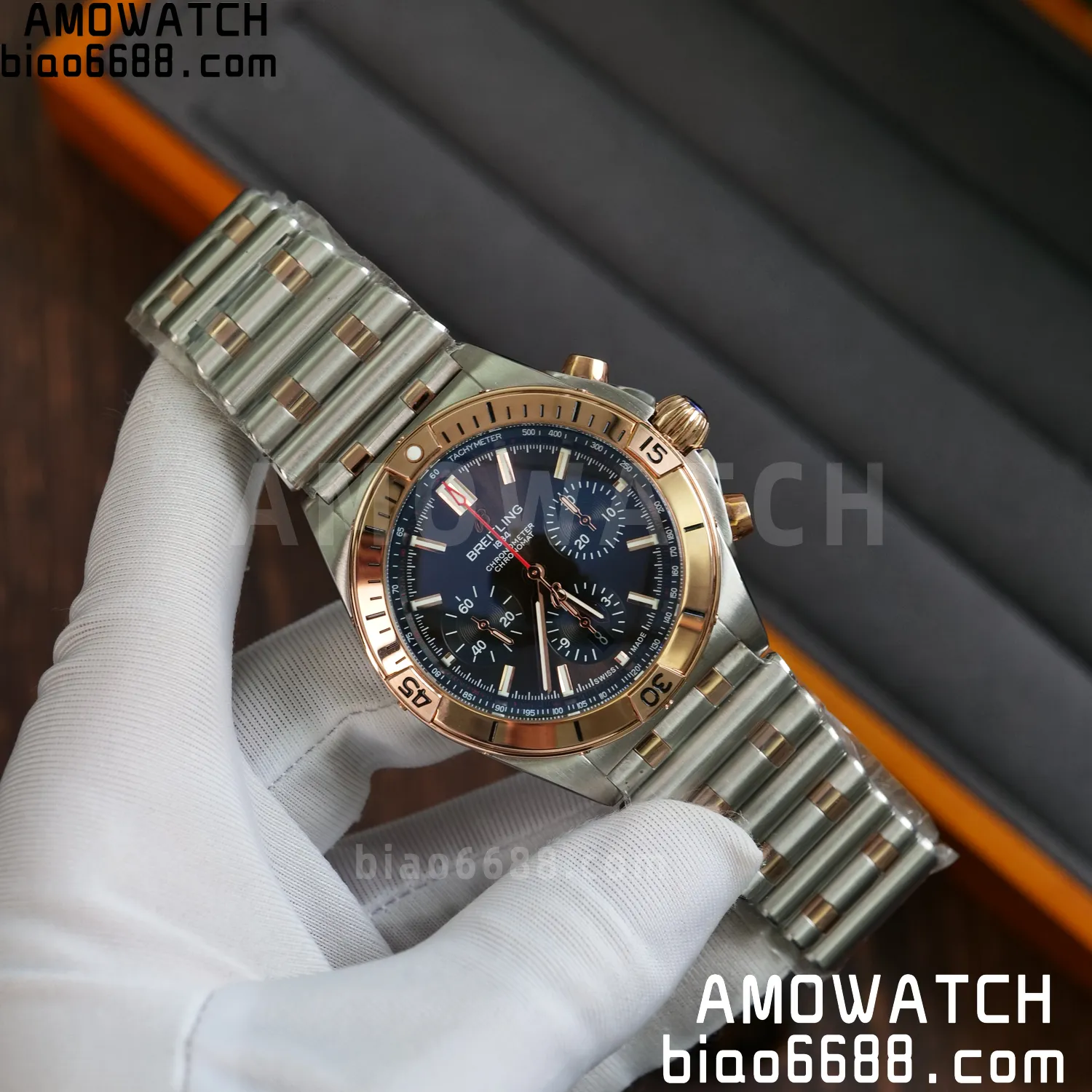 Breitling Chronomat B01 AB0134101K1A1 42mm SS/RG TF 1:1 Best Edition Brown Dial on SS Bracelet A7750 - Image 18