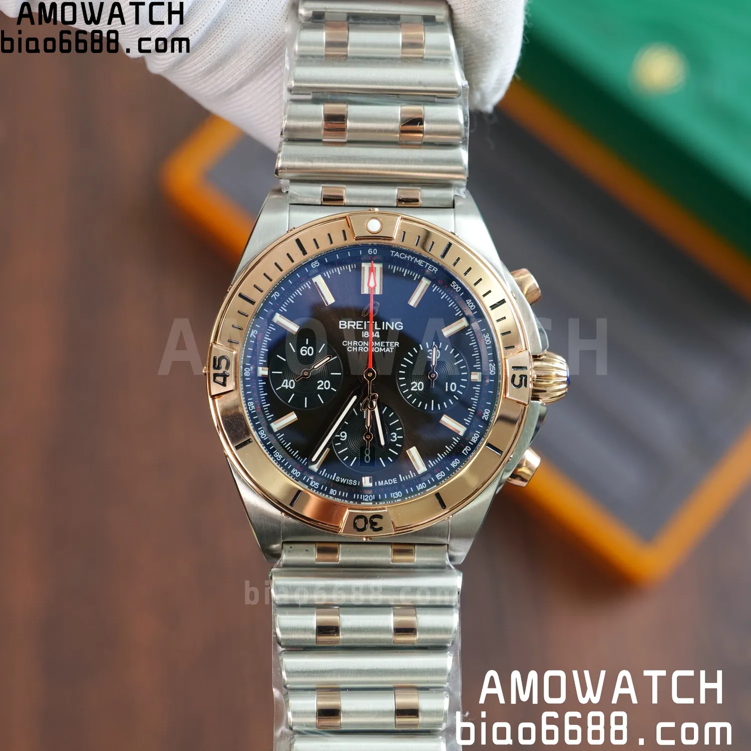 Breitling Chronomat B01 AB0134101K1A1 42mm SS/RG TF 1:1 Best Edition Brown Dial on SS Bracelet A7750 - Image 6