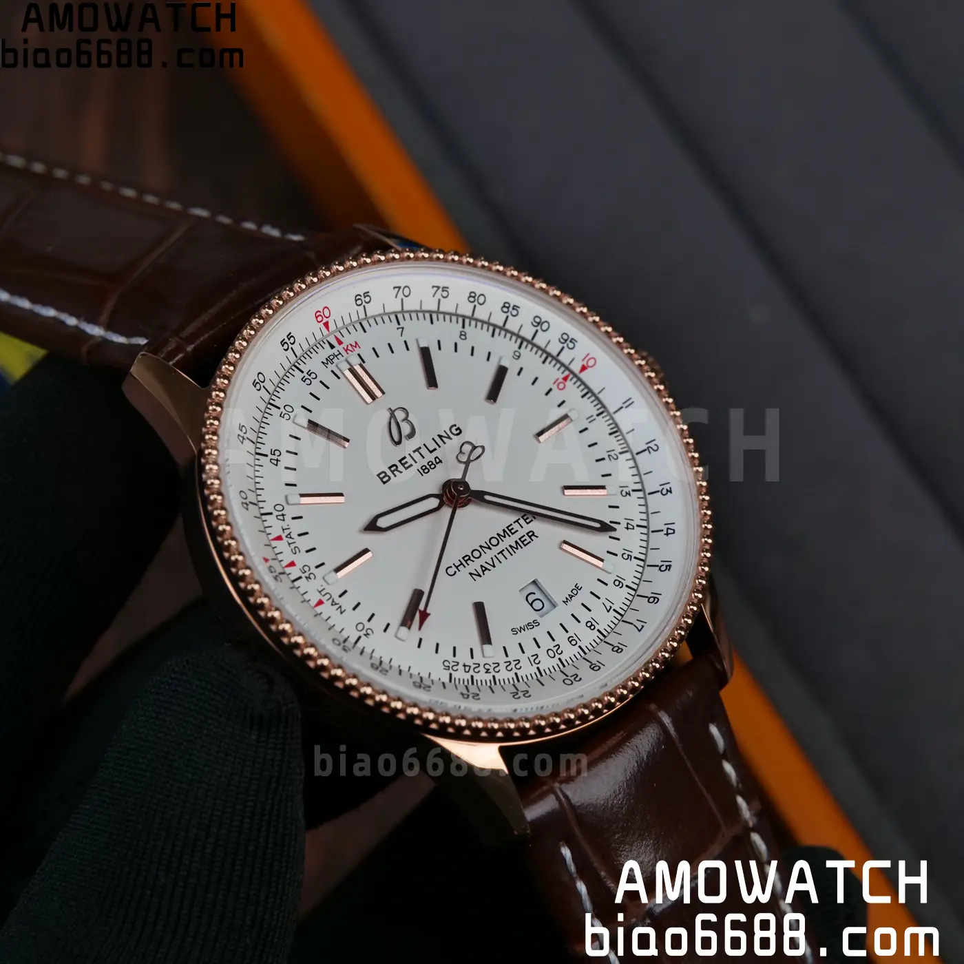 Breitling Navitimer Automatic 41mm RG BLSF White Dial on Brown Leather Strap A2824 V2 - Image 11