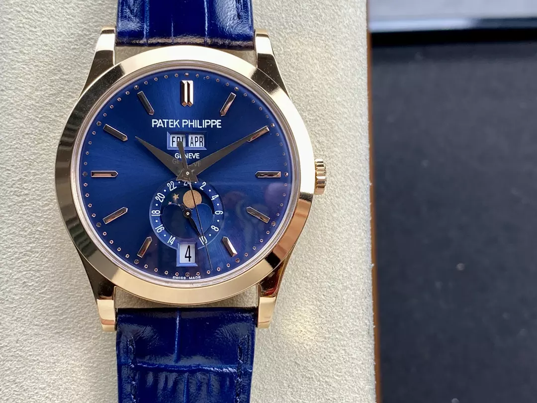 PP Annual Calendar Moonphase 5396R RG PPF 1:1 Best Edition Blue Stick Dial on Brown Leather Strap  A324