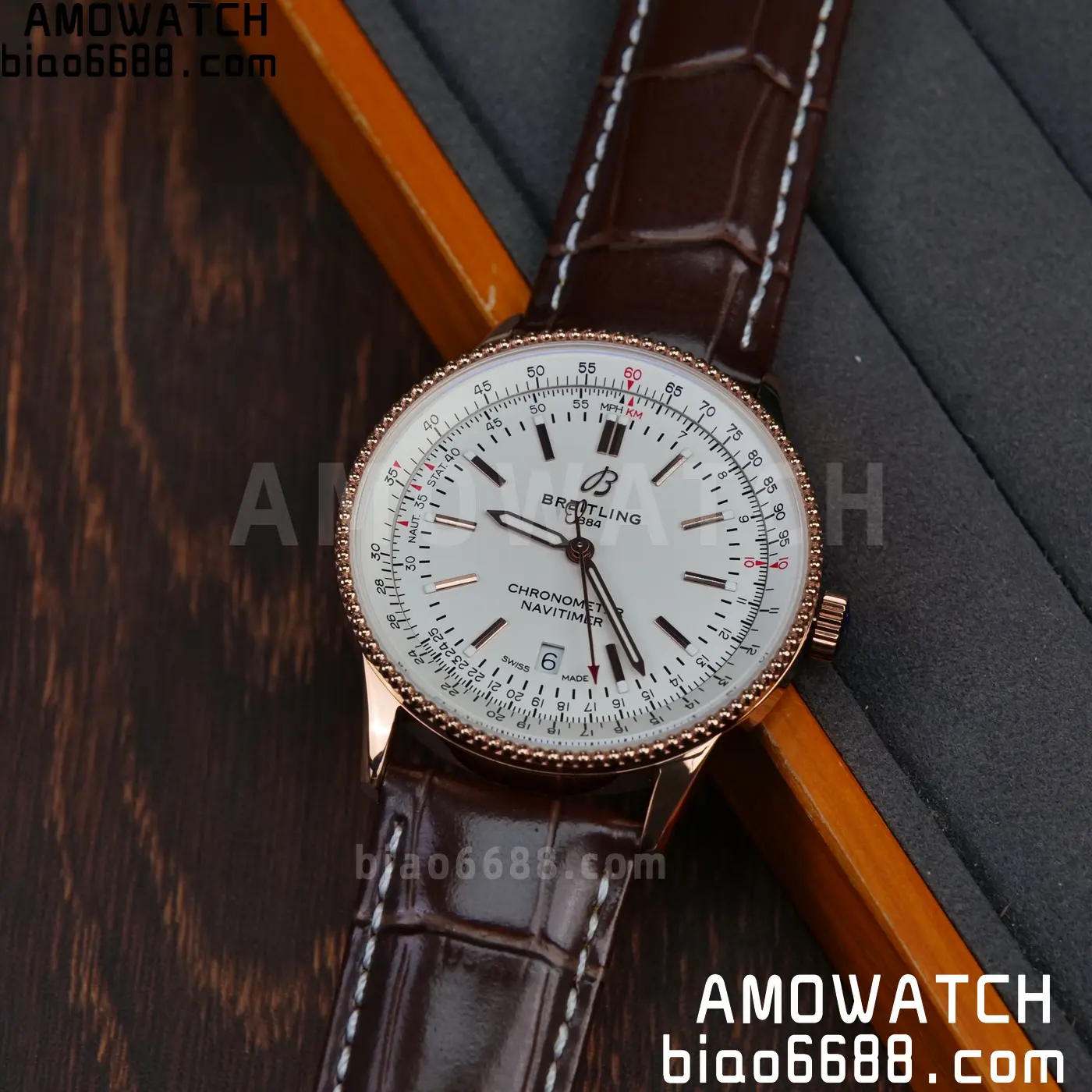 Breitling Navitimer Automatic 41mm RG BLSF White Dial on Brown Leather Strap A2824 V2 - Image 18