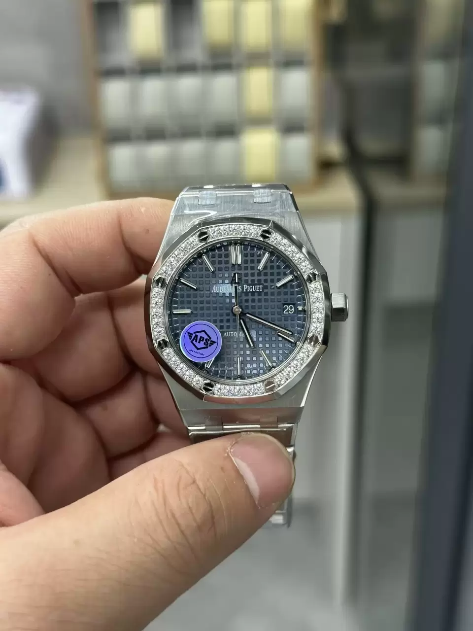 AP 로열 오크 37mm 15451 SS APSF 1:1 베스트 에디션 블루 텍스처드 다이얼 SS 브레이슬릿 SA3120 슈퍼클론