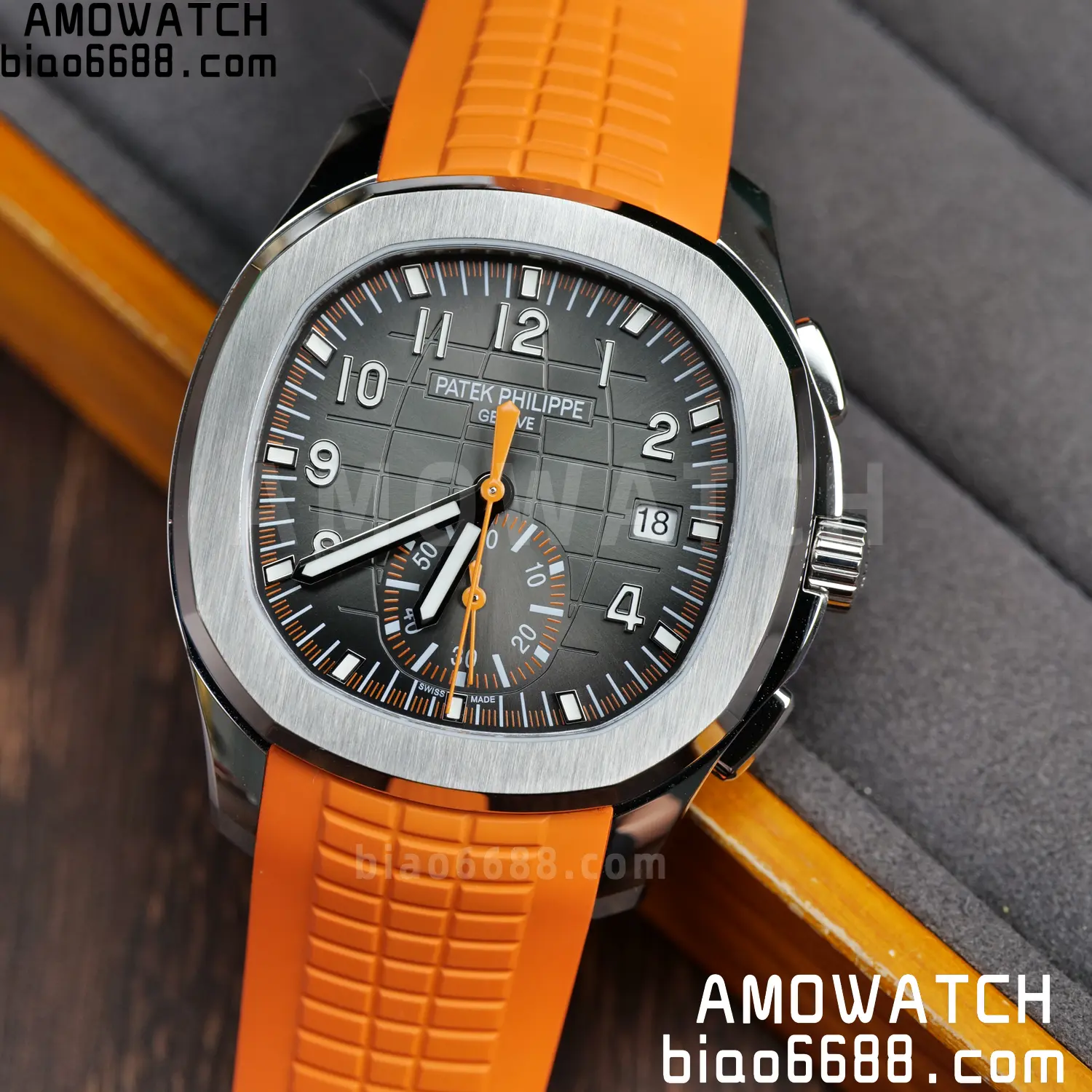PP Aquanaut 5968 SS DDF 1:1 Best Edition Gray Dial on Orange Rubber Strap A520