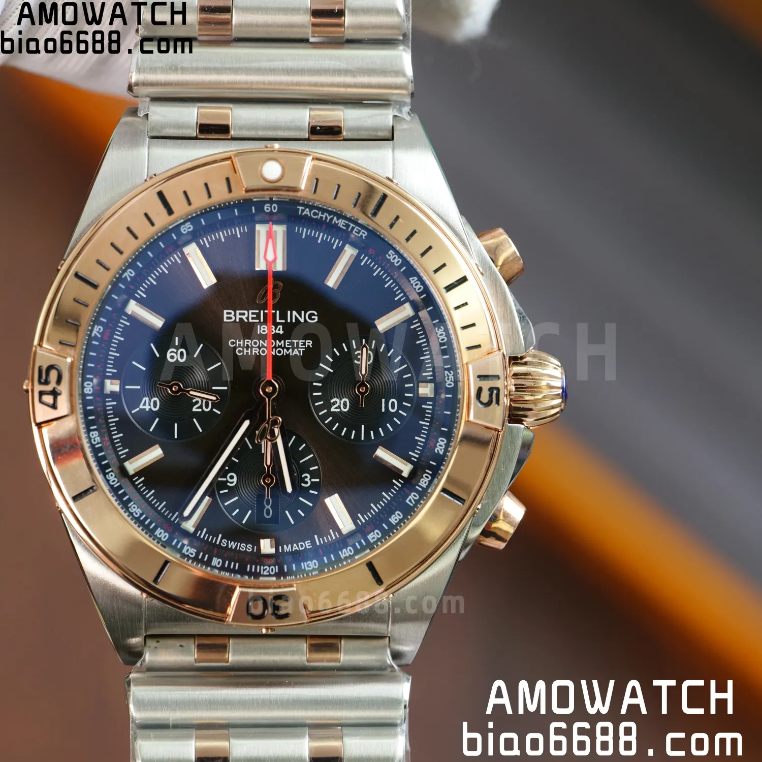 Breitling Chronomat B01 AB0134101K1A1 42mm SS/RG TF 1:1 Best Edition Brown Dial on SS Bracelet A7750 - Image 7