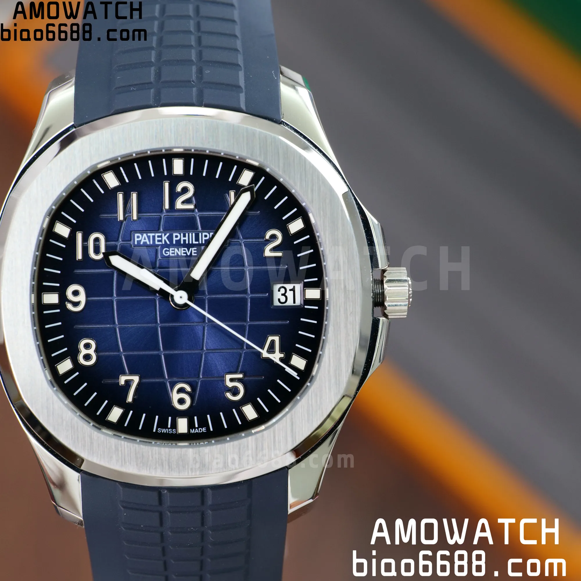 파텍필립 아쿠아넛 5168G 42mm SS 스테인리스 스틸 APWF 1:1 베스트 에디션 블루 다이얼 블루 러버 스트랩 (웨이티드)