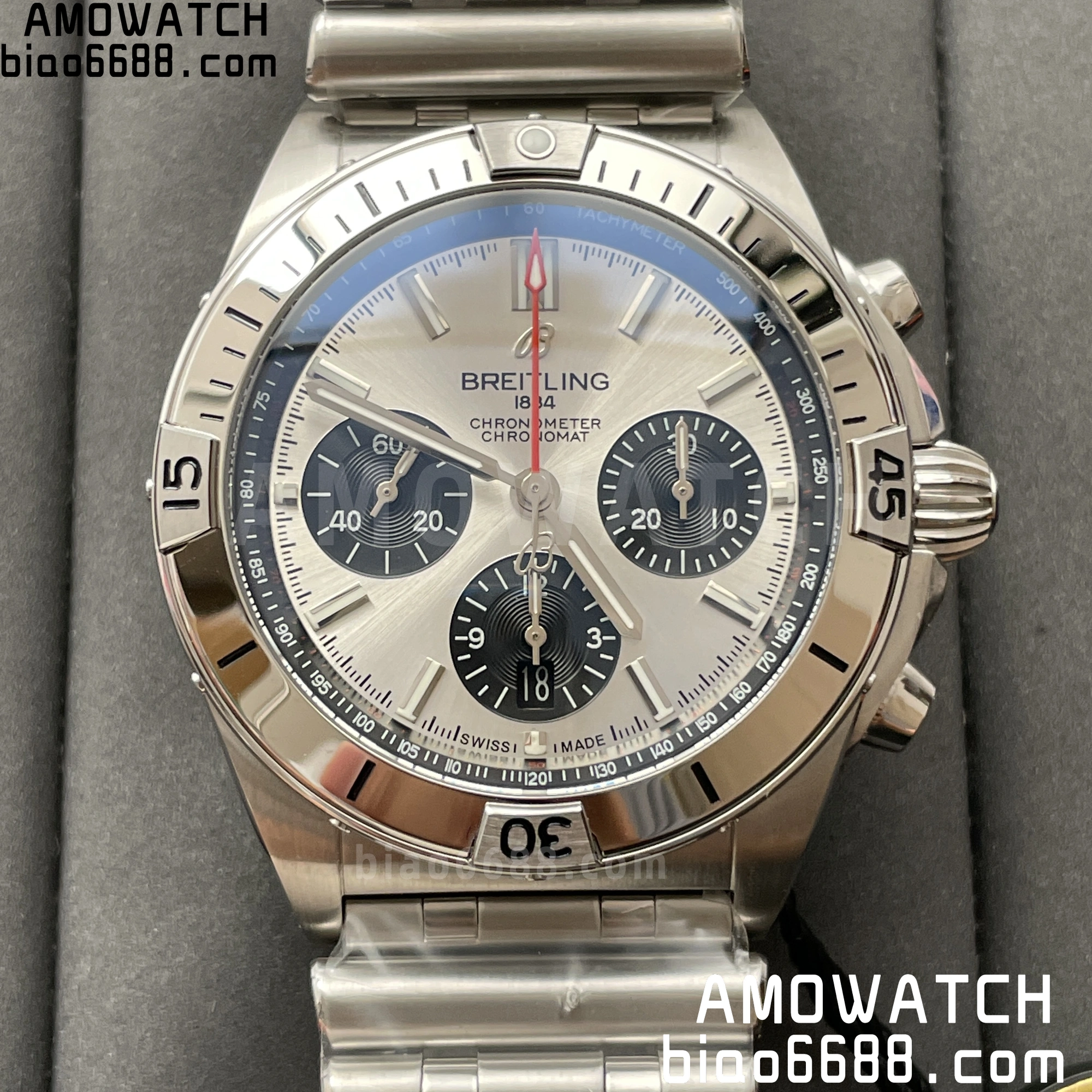 Breitling Chronomat B01 AB0134101G1A1 42mm SS TF 1:1 Best Edition Silver Dial on SS Bracelet A7750