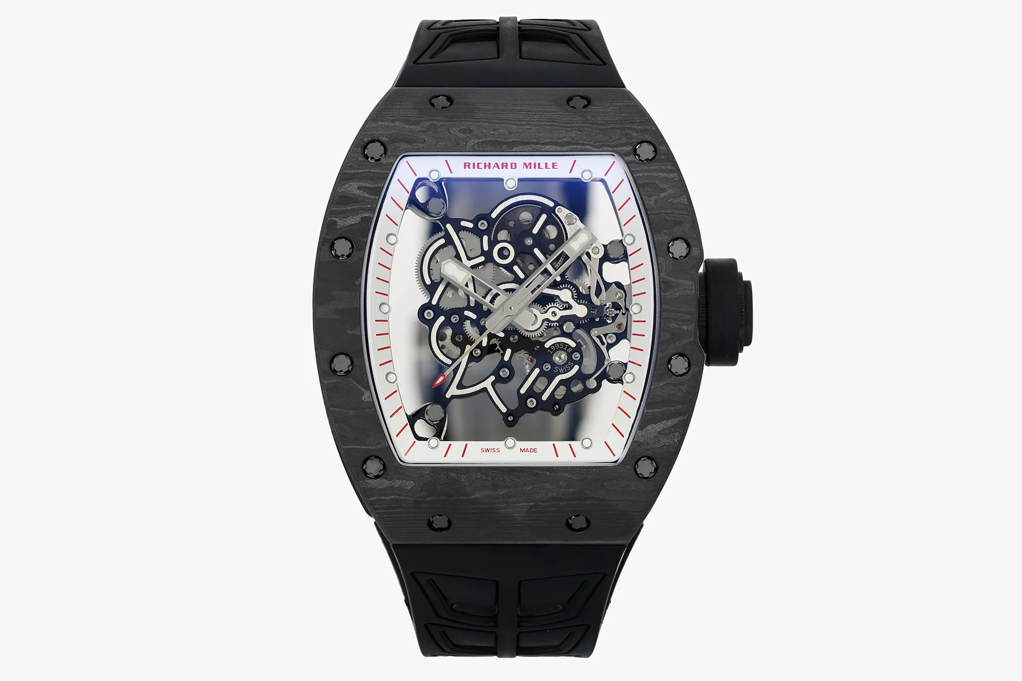 RICHARD MILLE RM055 NTPT ZF 1:1 Best Edition White Bezel Red Crown on Black Rubber Strap RMUL2 Super Clone V3