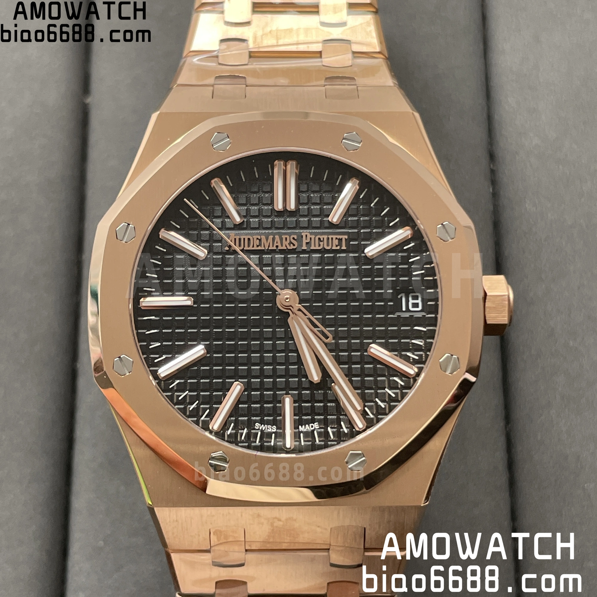 AP 로열 오크 41mm 15510OR.OO.D002CR.04 50주년 RG APS 공장 1:1 베스트 에디션 블랙 다이얼 RG 브레이슬릿 SA4302 슈퍼클론