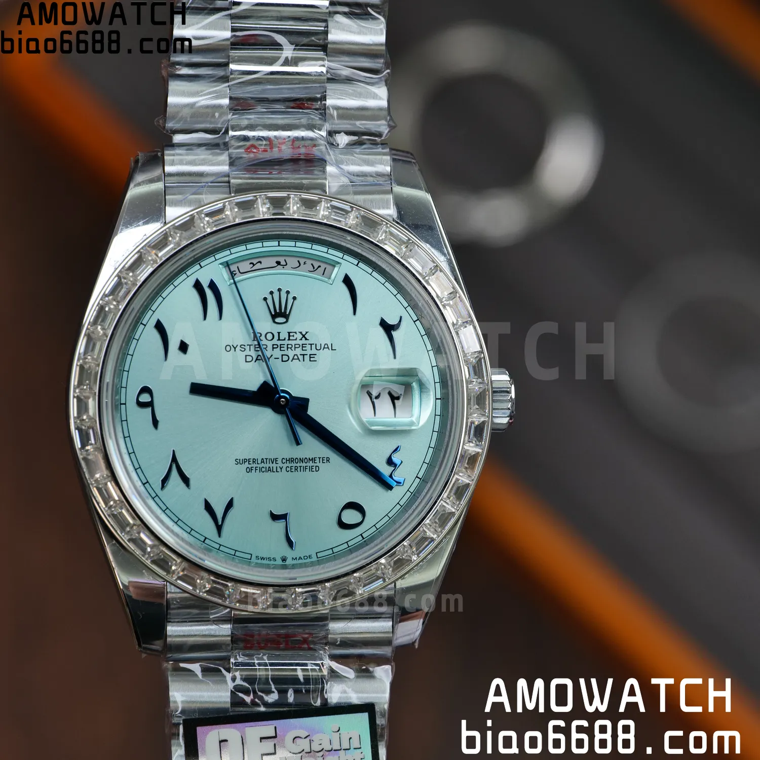 Custom Made Rolex DayDate 228236 40mm Best Edition Moissanite Bezel Deep Crystal 183g