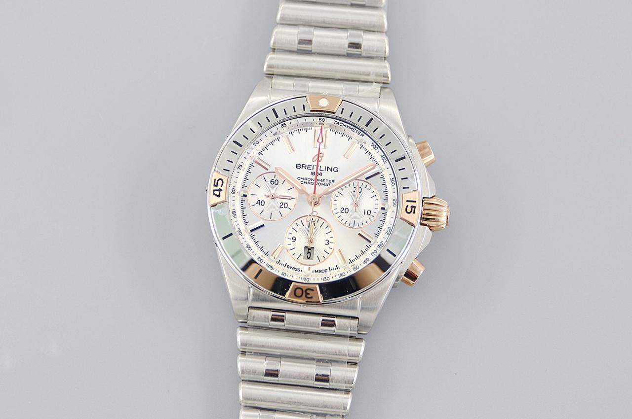 Breitling Chronomat B01 IB0134101G1A1 42mm SS/RG TF 1:1 Best Edition Silver Dial on SS Bracelet A7750