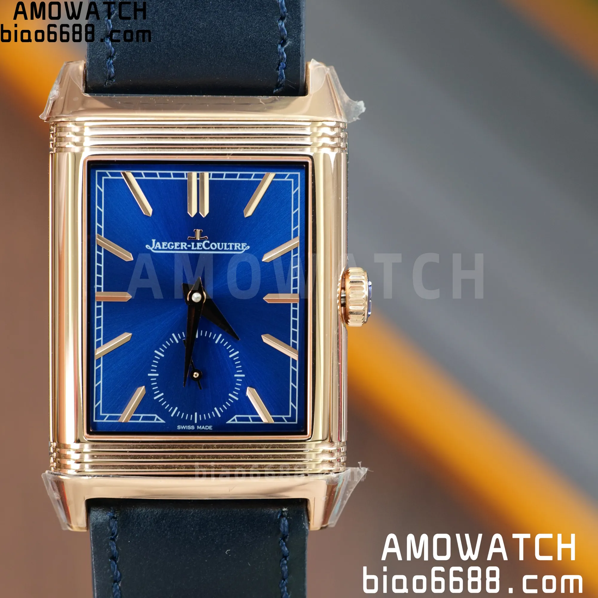 JL Master Reverso Tribute Small Seconds 398258J RG  MGF 1:1 Best Version Blue Dial on Blue Leather Strap A854A