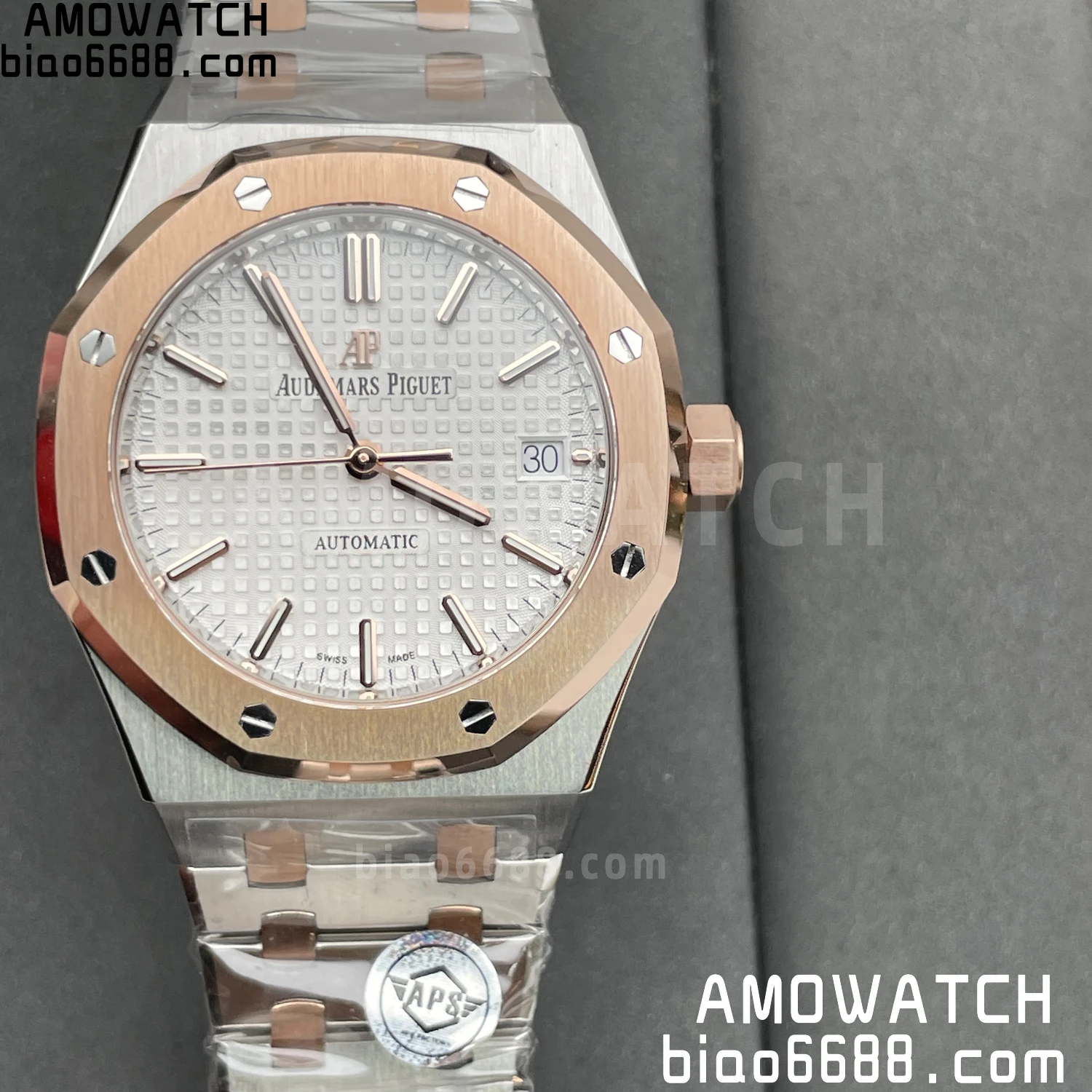 AP 로열 오크 37mm 15450 SS/RG ZF 1:1 베스트 에디션 화이트 텍스처드 다이얼 SS 브레이슬릿 A3120