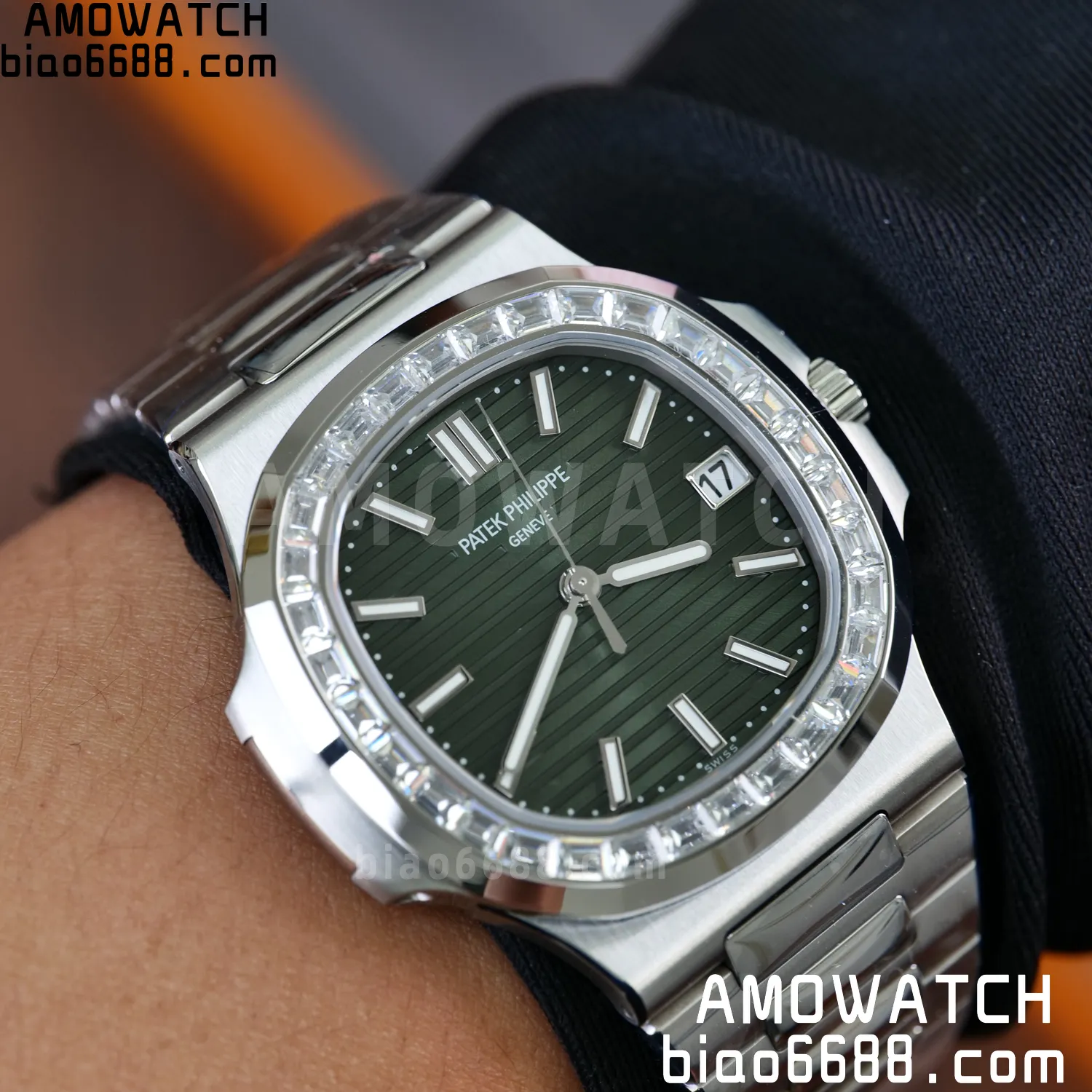PP Nautilus 5711 DDF 1:1 Best Edition Green Dial on Diamond bezel SS Bracelet DD330 Super Clone
