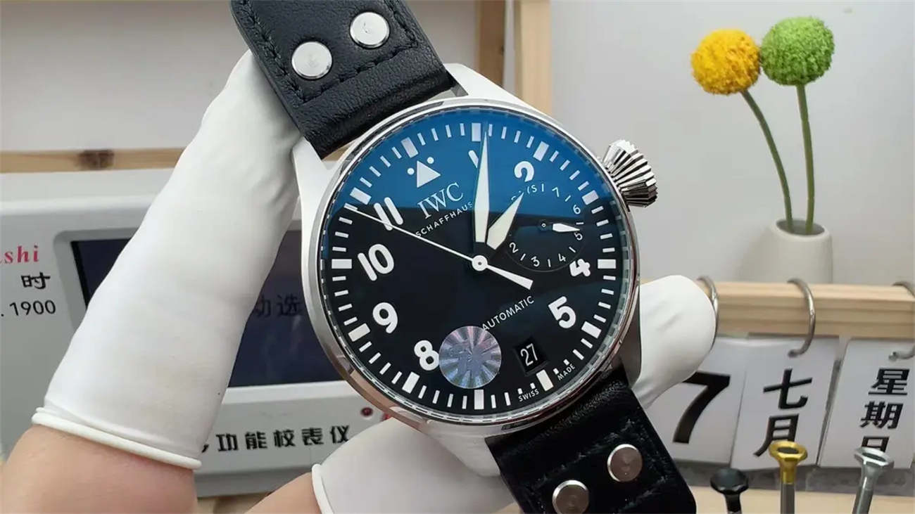 ZF 공장 IWC 빅 파일럿 워치 프리미엄 스테인리스 스틸 레플리카 블랙 다이얼