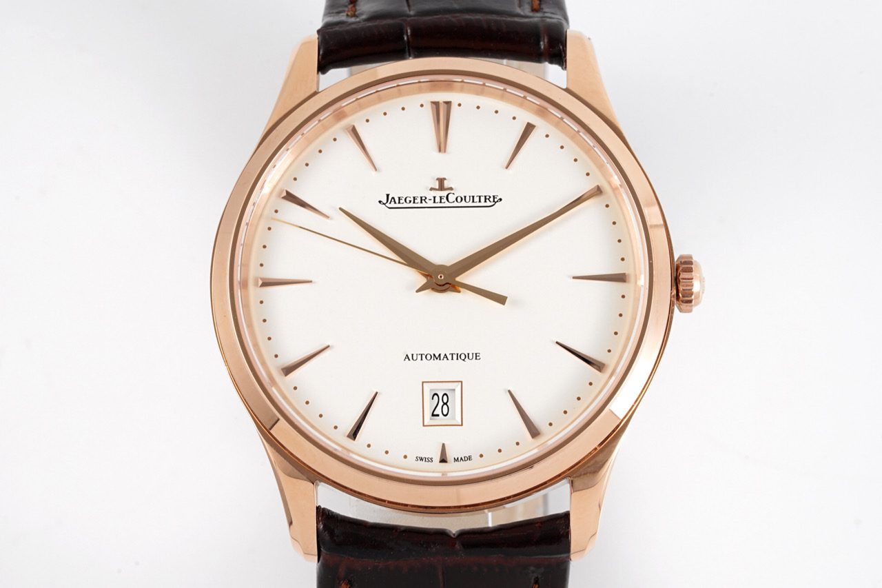 JL Master Ultra Thin Date 1282510 ZF 1:1 Best Edition Black Dial on Brown Leather Strap A899/1 V3