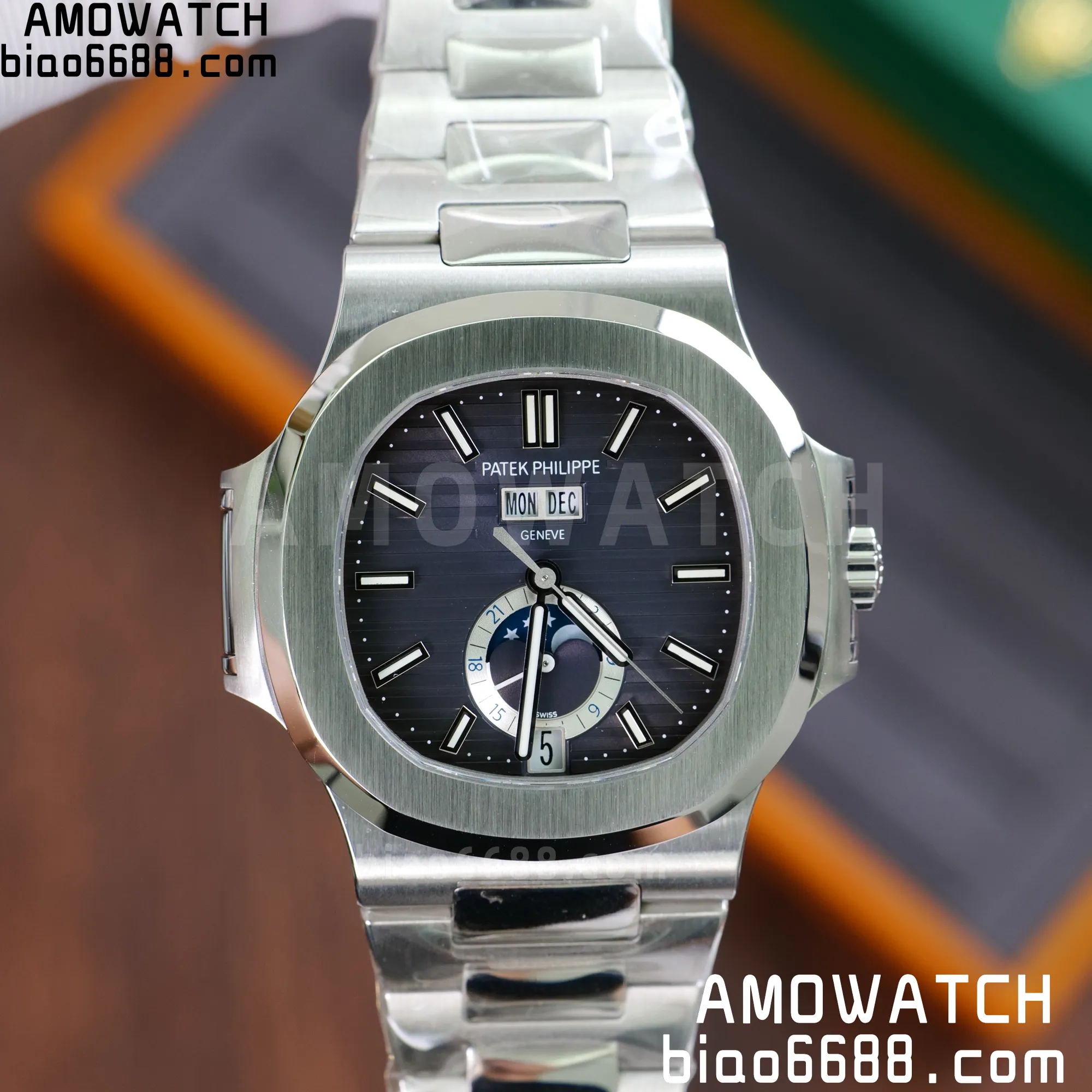 PP Nautilus 5726 PPF Full Function SS  Best Edition Blue Dial on Stainless Steel Bracelet A324