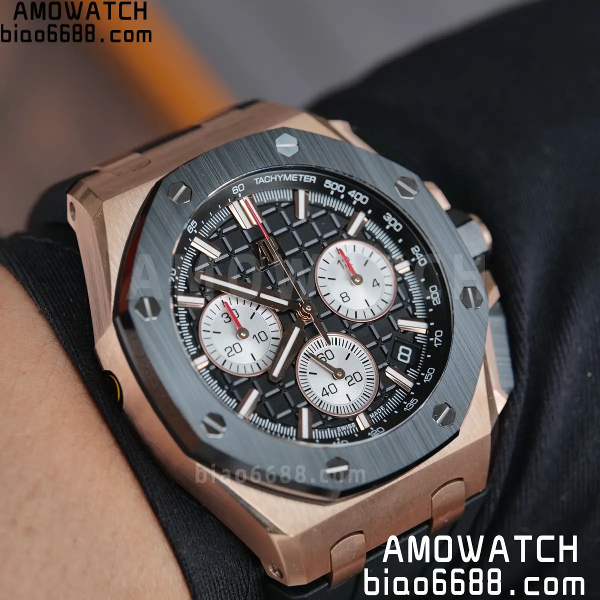 AP 로열 오크 오프쇼어 43mm 26420ro RG DDF 1:1 베스트 에디션 블랙 다이얼 블랙 러버 슈퍼클론 4401 (웨이티드)