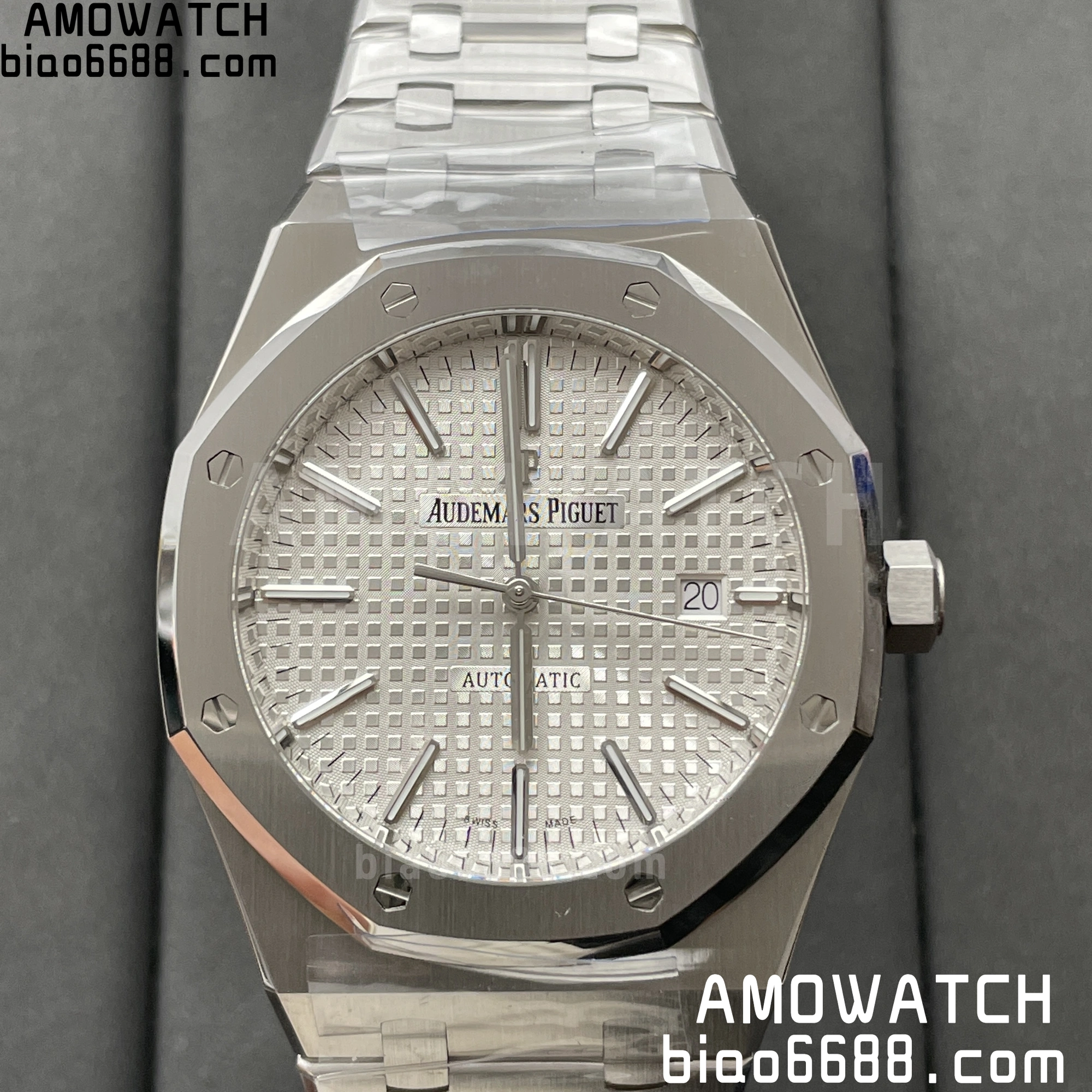 AP 로열 오크 41mm 15400 SS APSF 1:1 베스트 에디션 화이트 텍스처 다이얼 스테인리스 스틸 브레이슬릿 A3120 슈퍼클론 v3