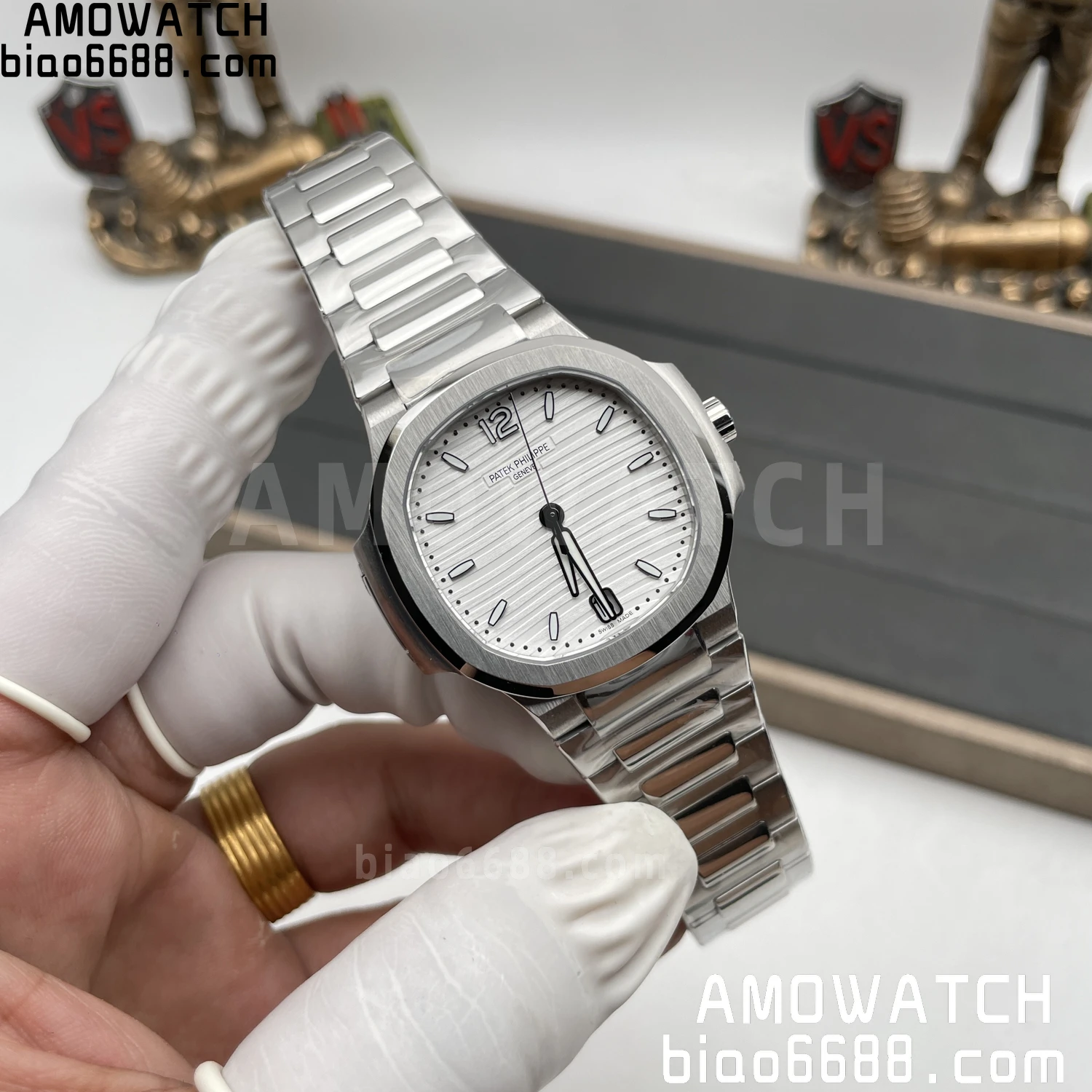 파텍 필립 노틸러스 34mm 7118/1A-010 3K 공장 1:1 베스트 에디션 스테인리스 스틸 케이스 워치 아시안 클론 칼리버 324