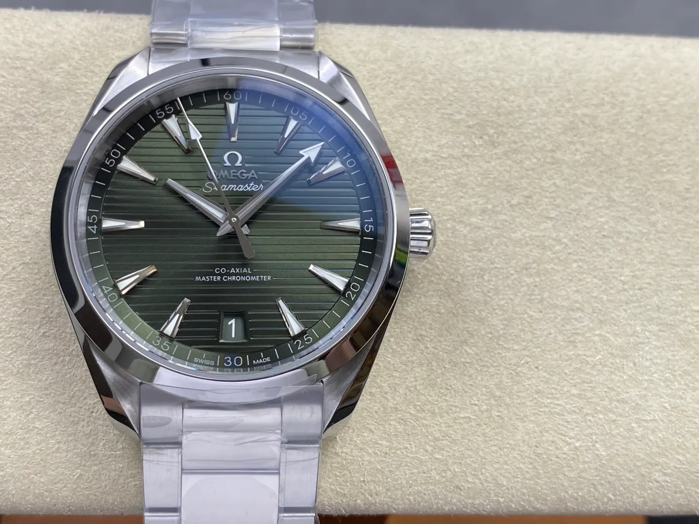 오메가 아쿠아 테라 150M 마스터 38mm 스테인리스 스틸 VS 공장 1:1 베스트 에디션 그린 다이얼 스테인리스 스틸 브레이슬릿 슈퍼클론 A8800