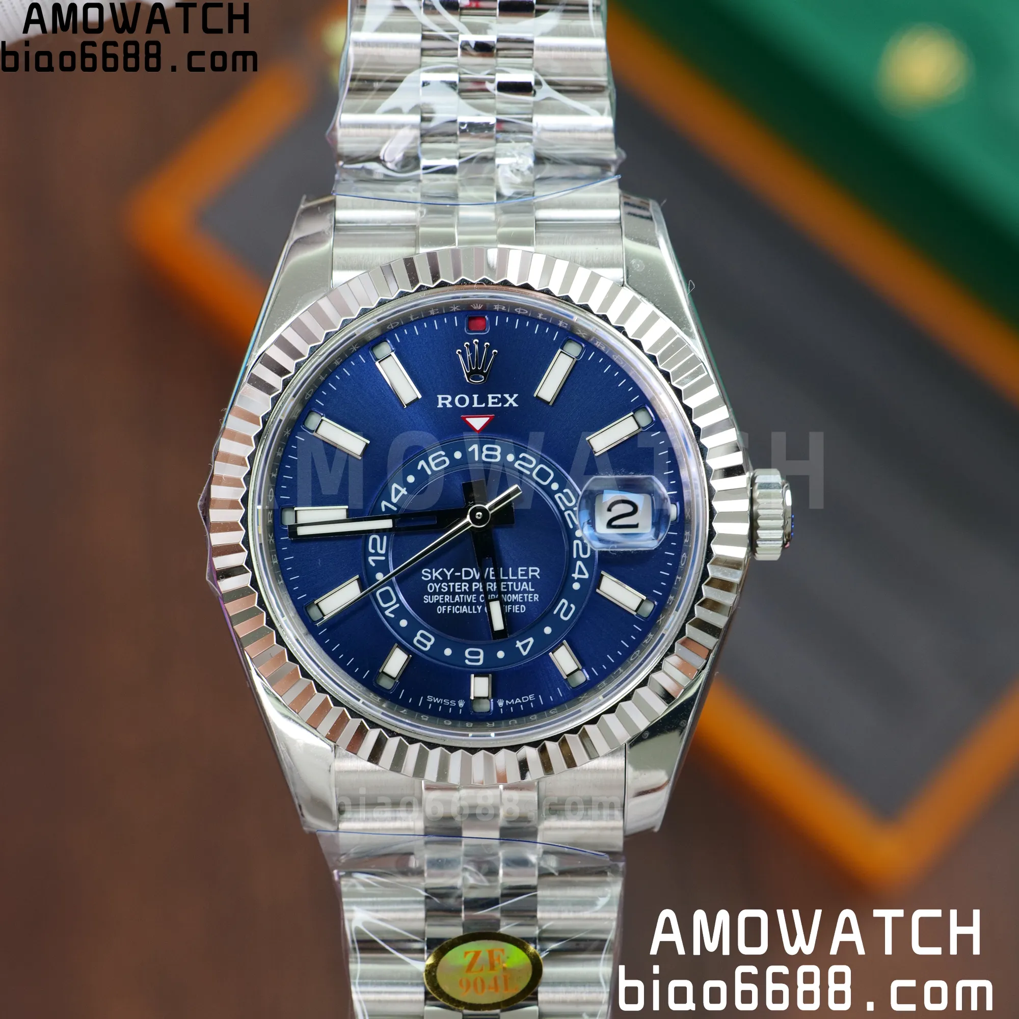 ROLEX Sky-Dweller 326934 904L SS ZF 1:1 Best Edition Blue Dial on SS Bracelet A2824