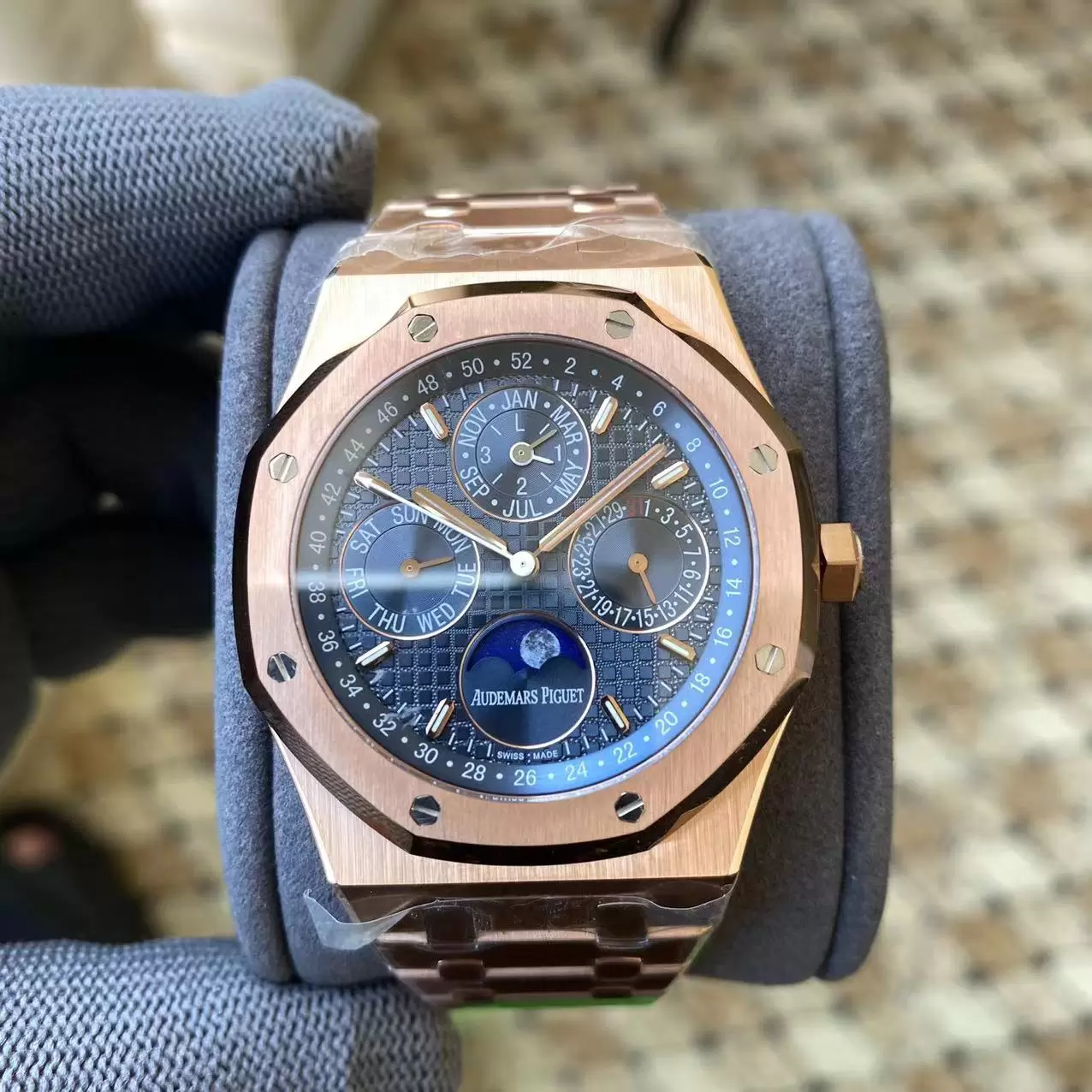 AP Royal Oak 41mm Complicated 26574  RG APS F1:1 Best Edition Blue Dial on GR Bracelet A5134 (CHS)