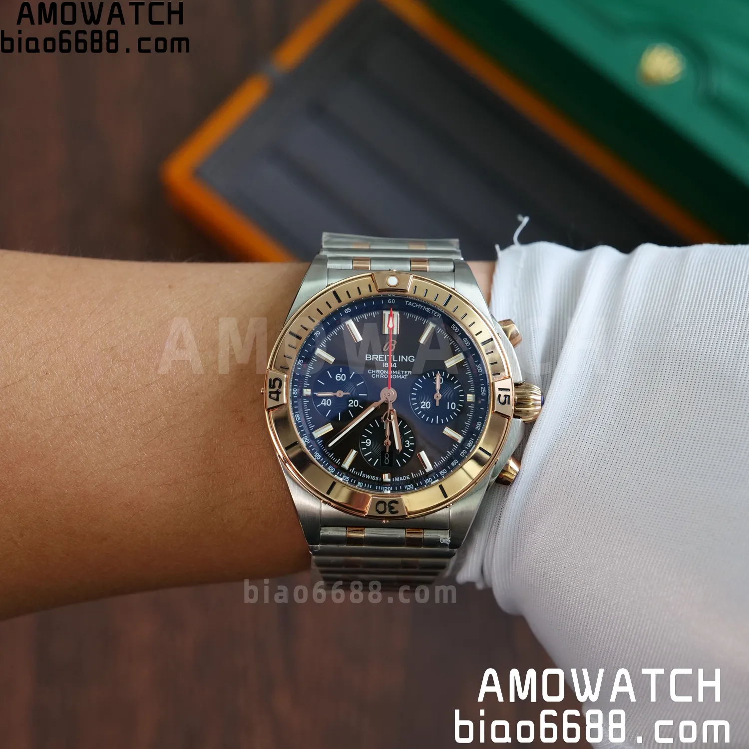 Breitling Chronomat B01 AB0134101K1A1 42mm SS/RG TF 1:1 Best Edition Brown Dial on SS Bracelet A7750 - Image 24
